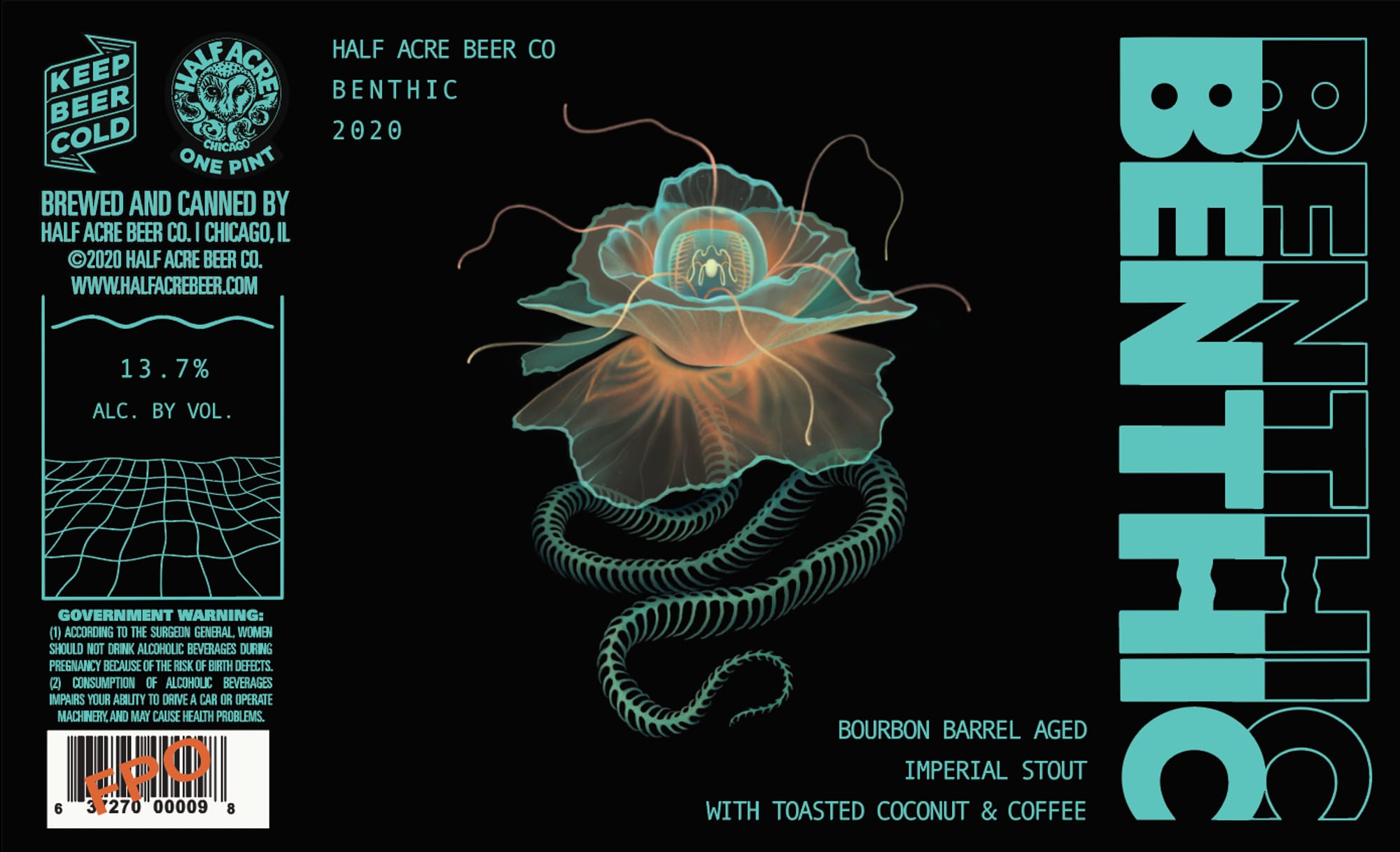 Benthic by Half Acre Beer Co. - beer label