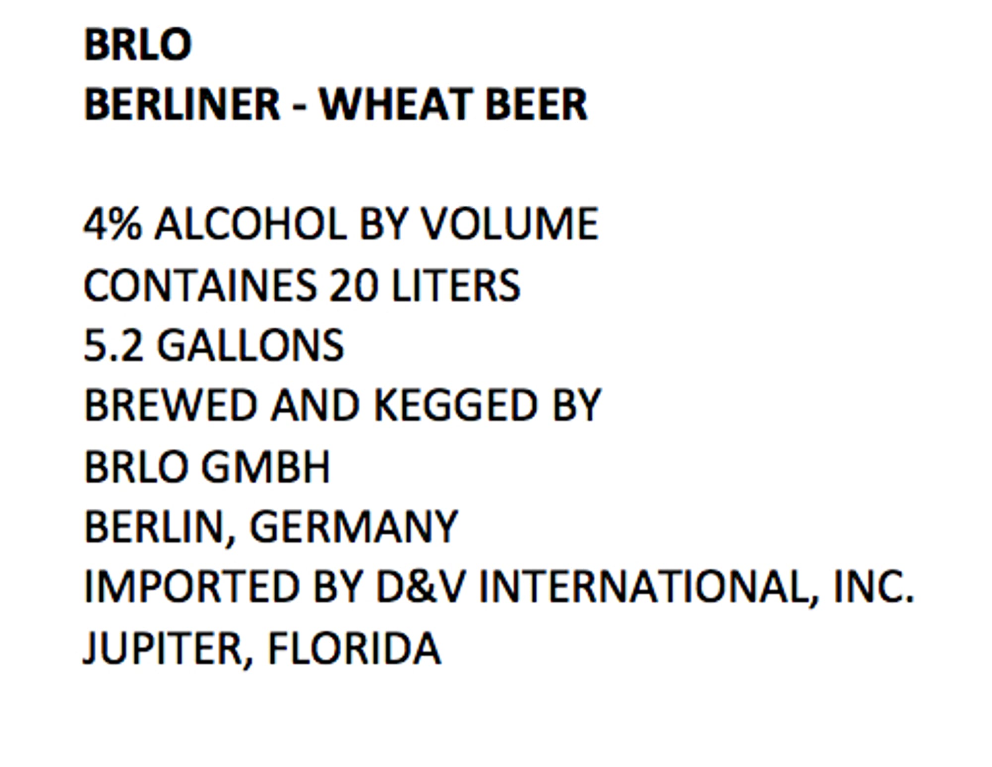Berliner - Wheat Beer by BRLO - beer label