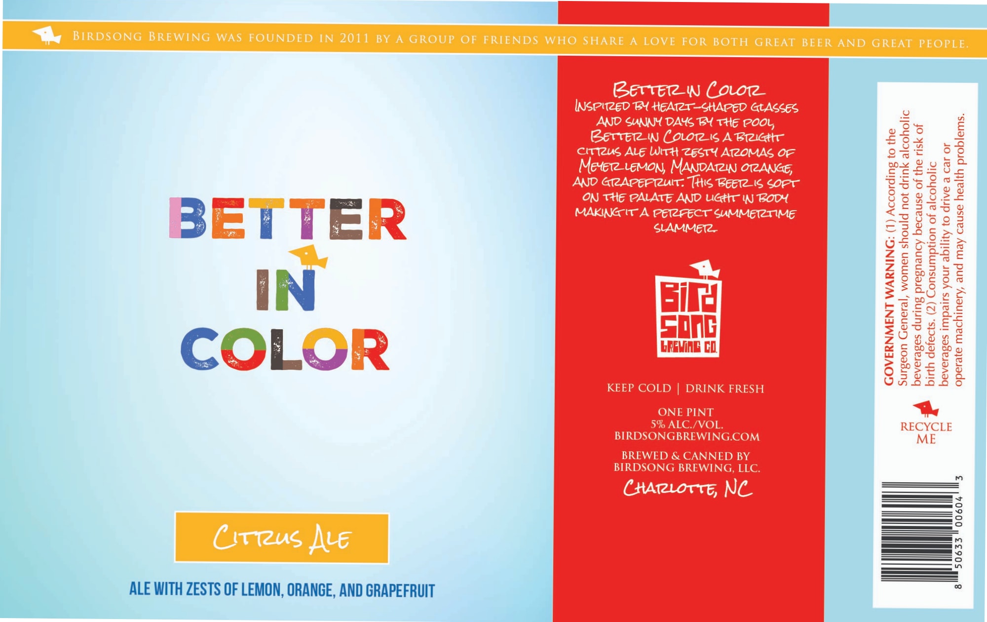Better in Color by Birdsong Brewing - beer label