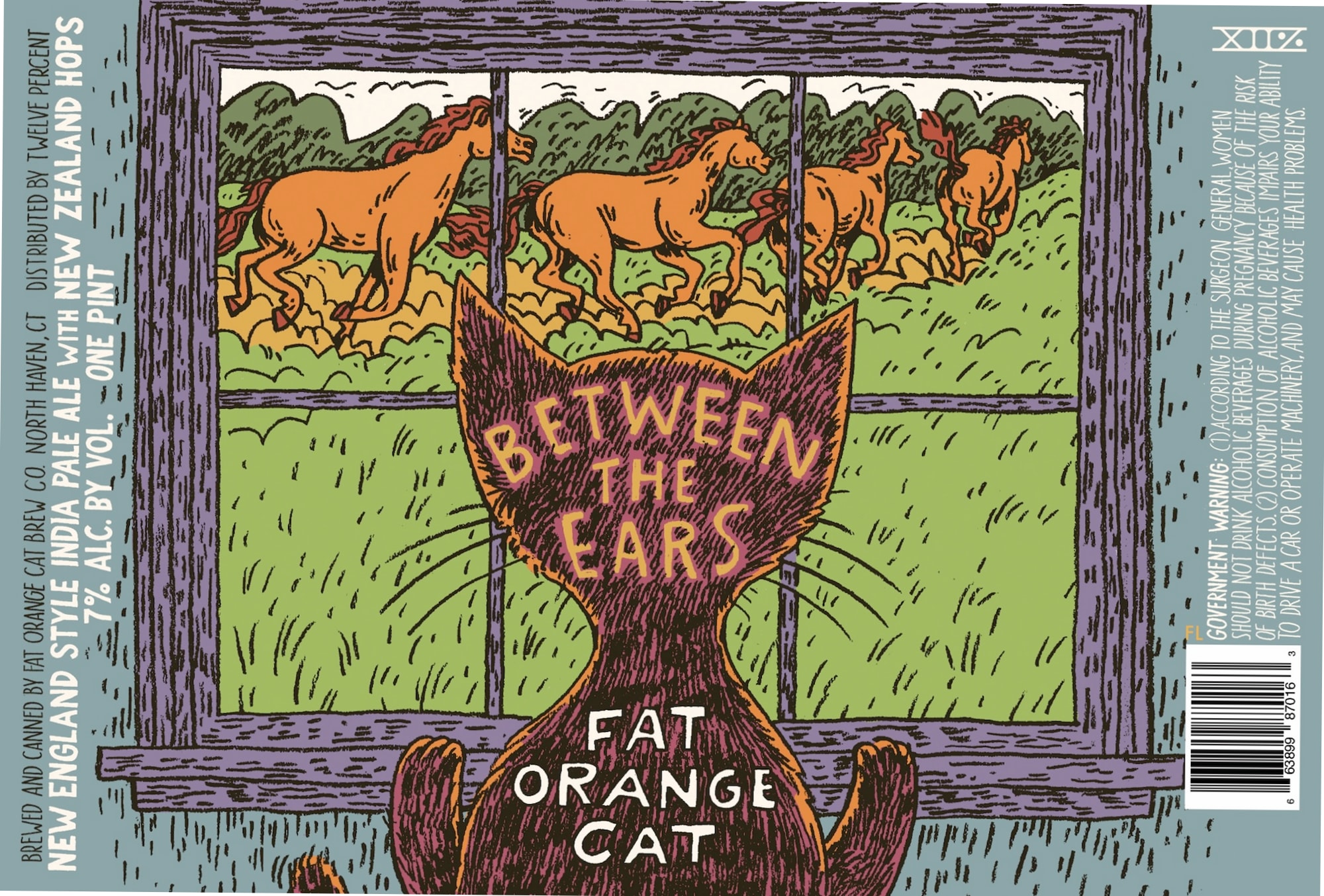 Between the Ears by Fat Orange Cat Brew Co - beer label
