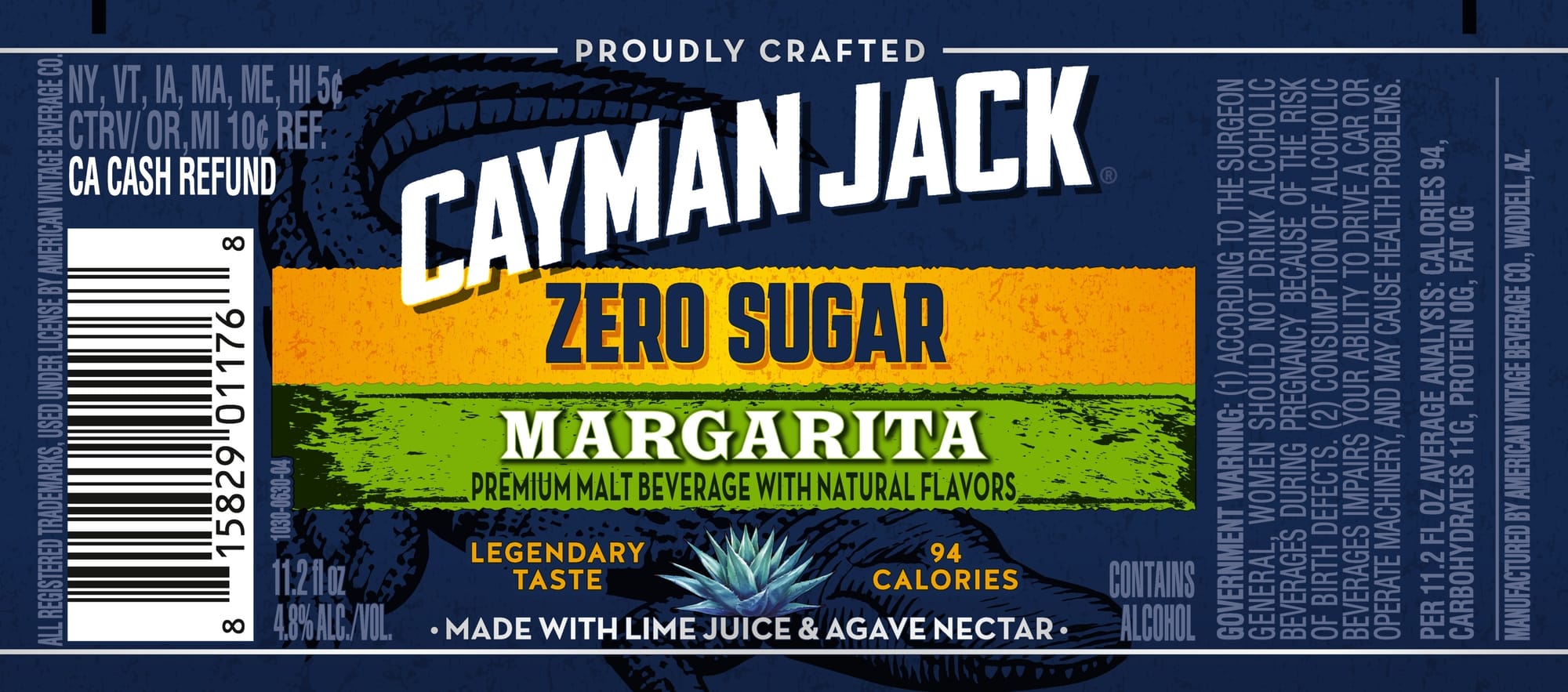 Cayman Jack Zero Sugar Margarita by American Vintage Beverage Co. - beer label