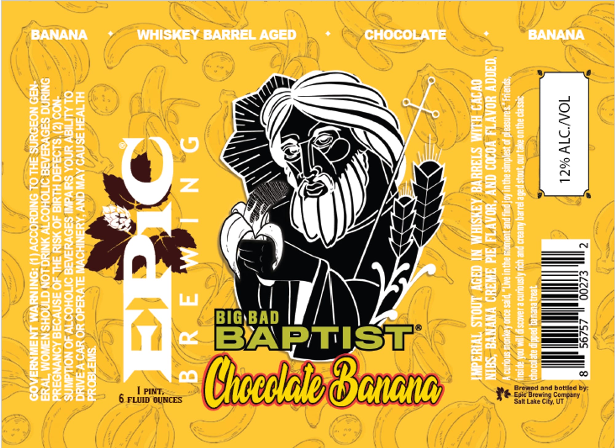 Big Bad Baptist Chocolate Banana by Epic Brewing Company - beer label