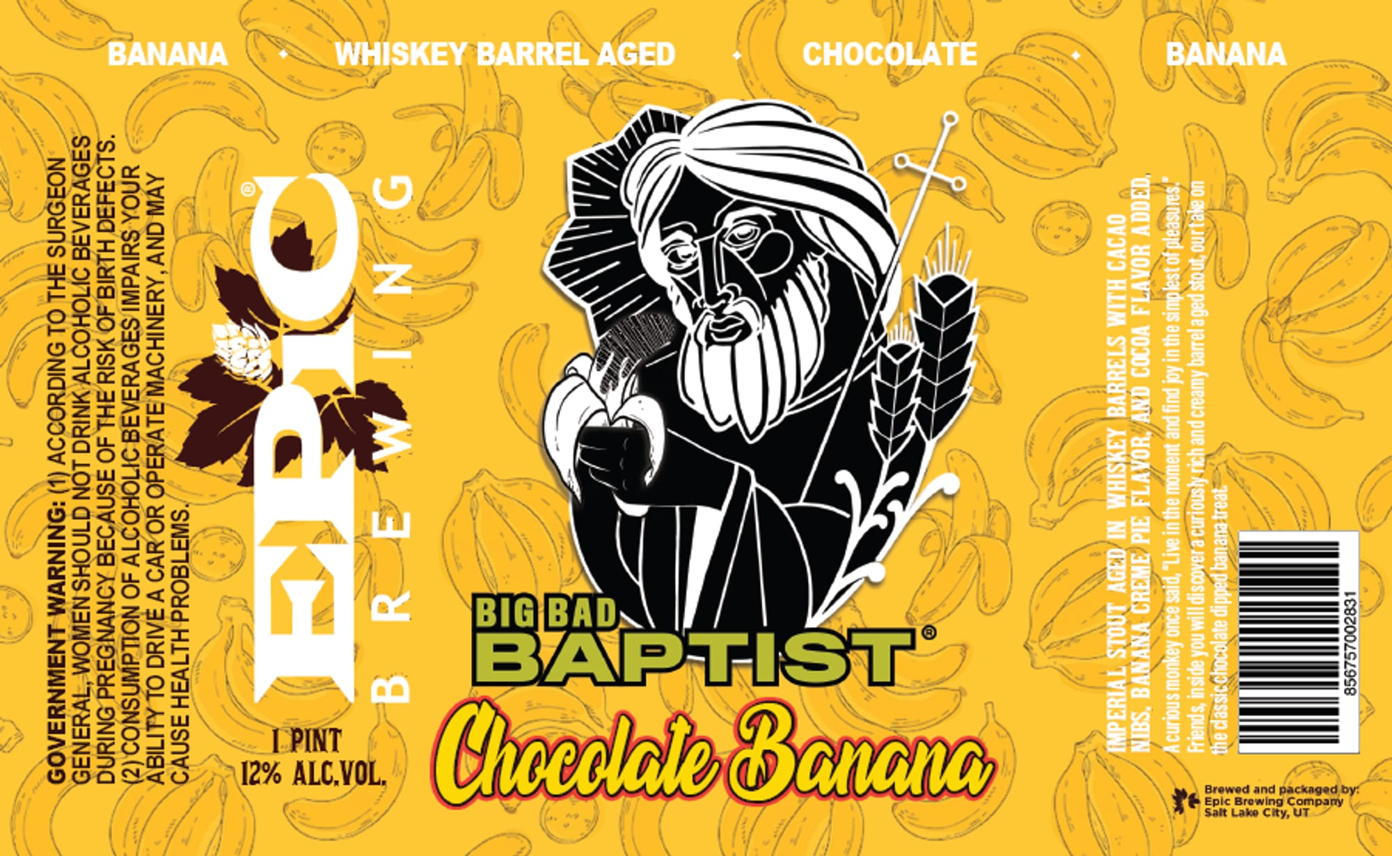 Big Bad Baptist Chocolate Banana by Epic Brewing Company - beer label
