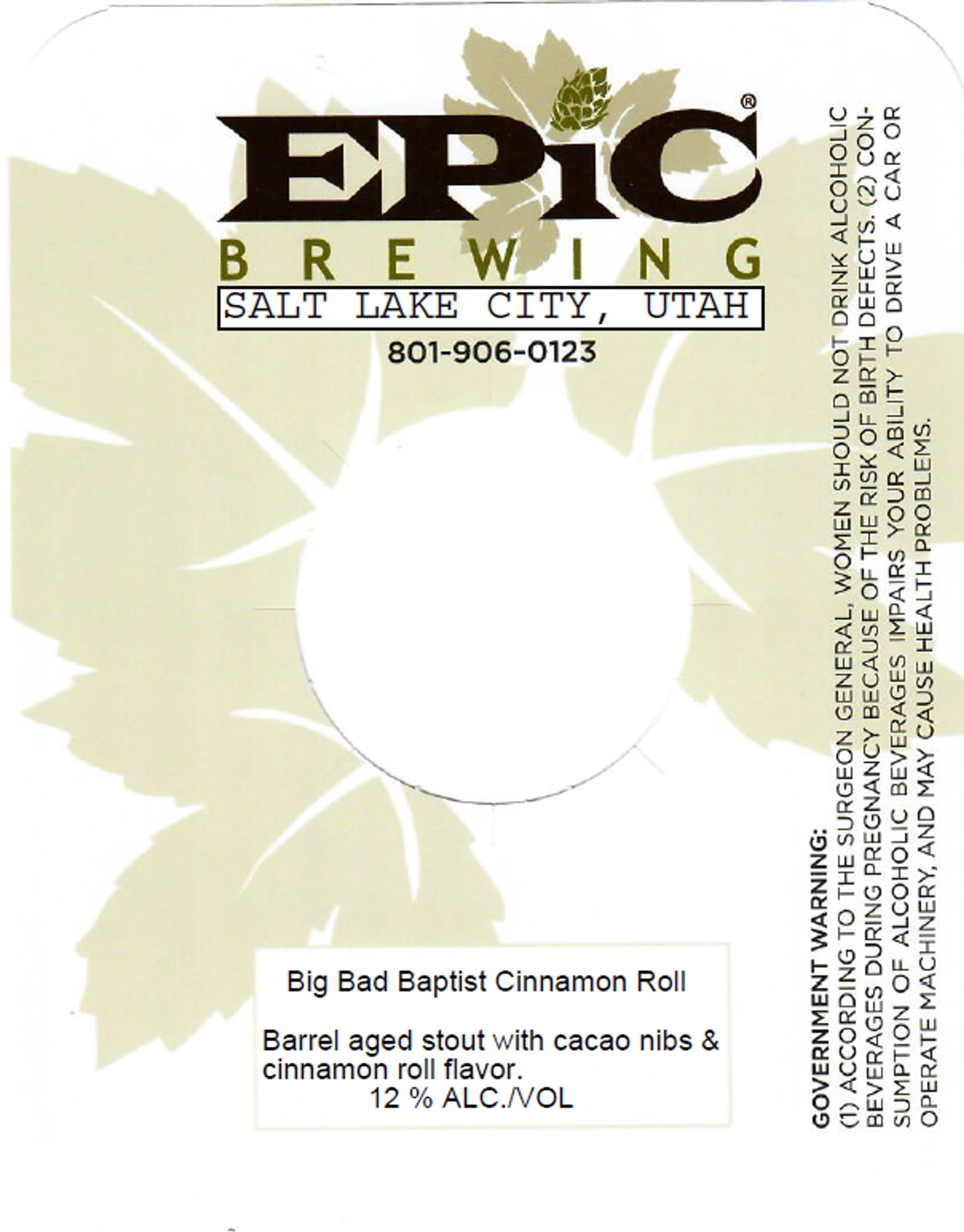 Big Bad Baptist Cinnamon Roll by Epic Brewing - beer label
