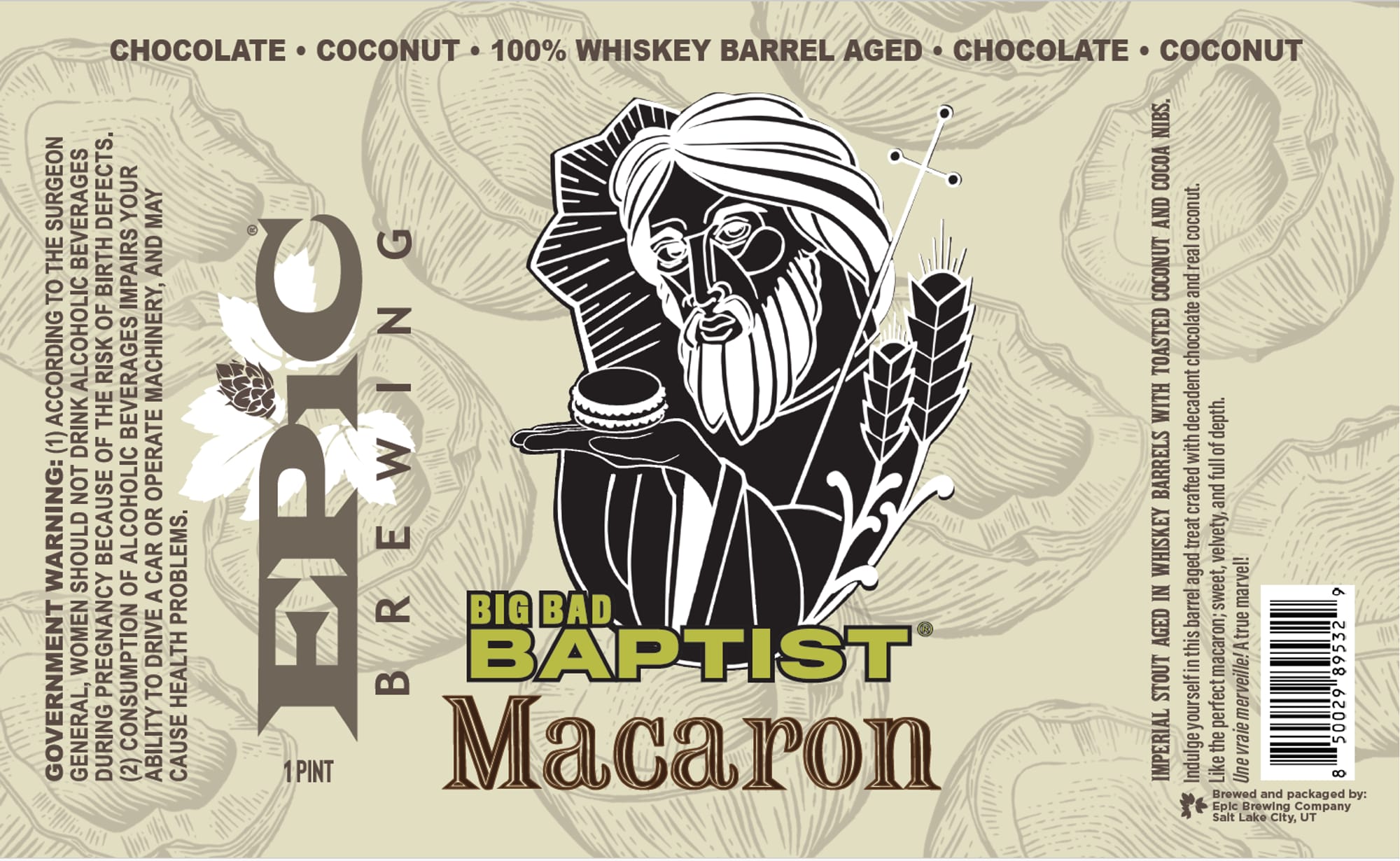 Big Bad Baptist Macaron by Epic Brewing Company - beer label