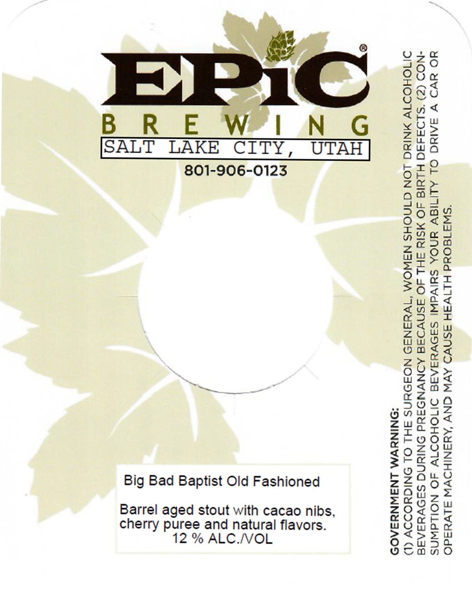 Big Bad Baptist Old Fashioned by Epic Brewing - beer label