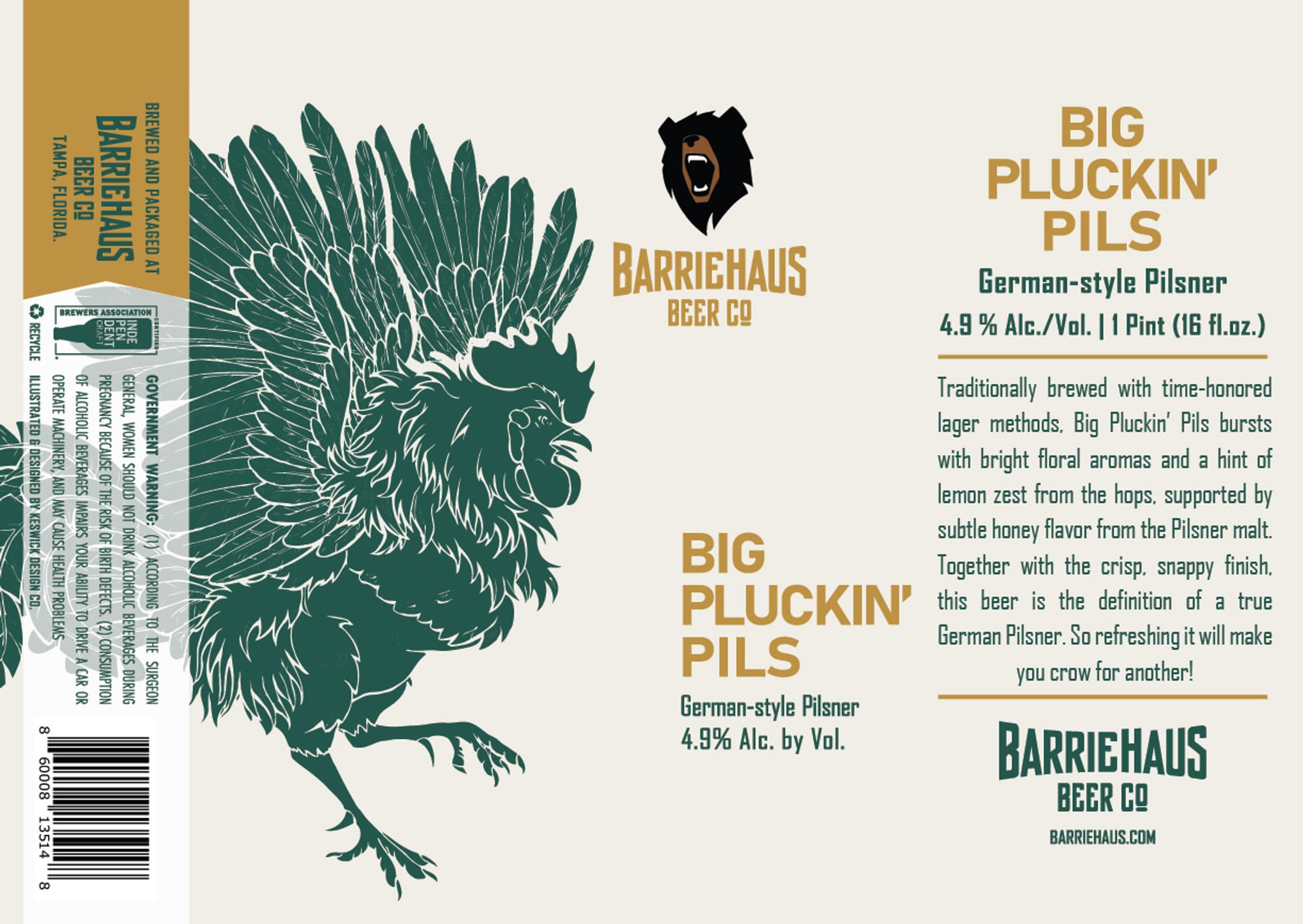 Big Pluckin’ Pils by Barrriehaus Beer Co. - beer label