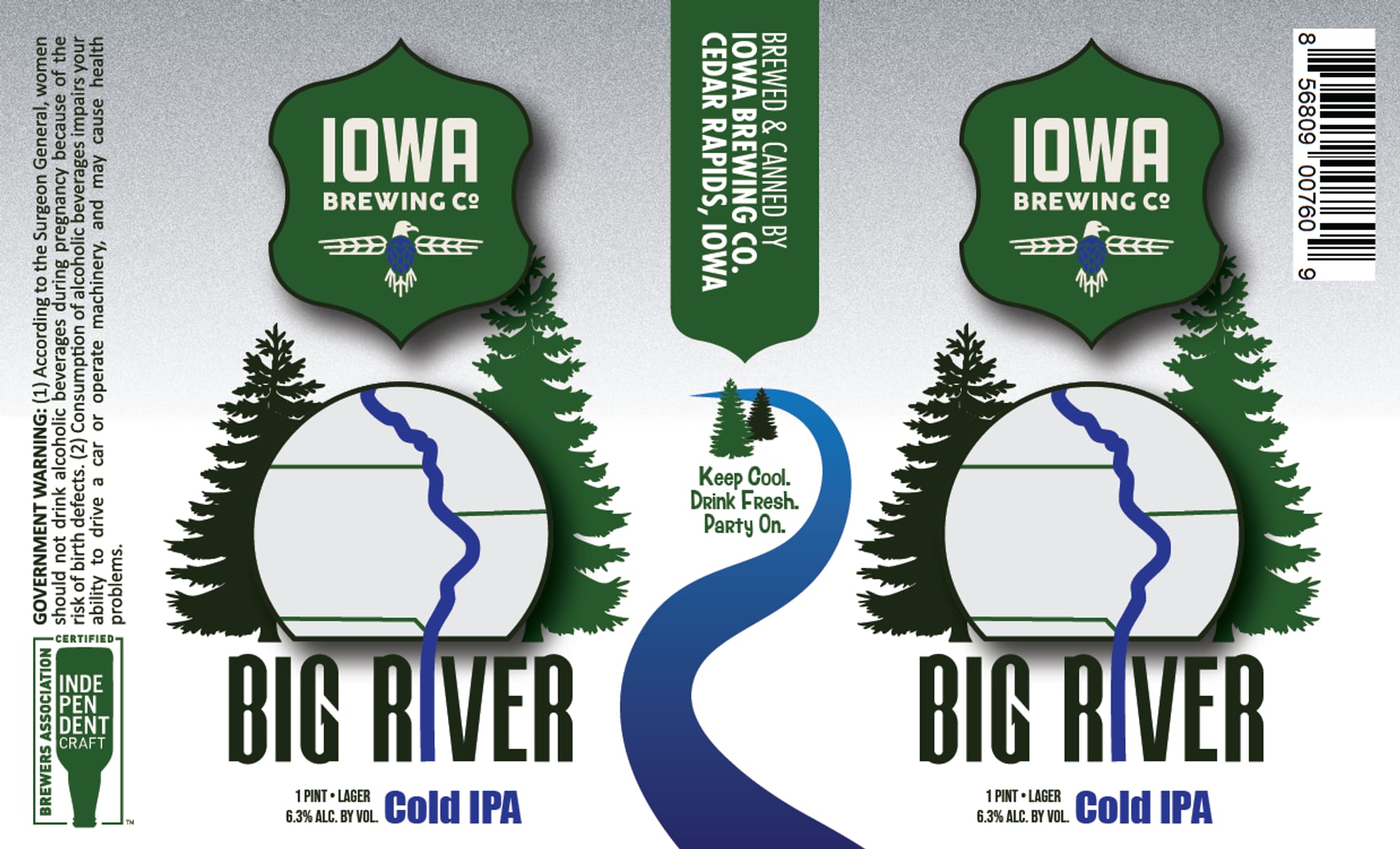 Big River Cold IPA by Iowa Brewing Co. - beer label