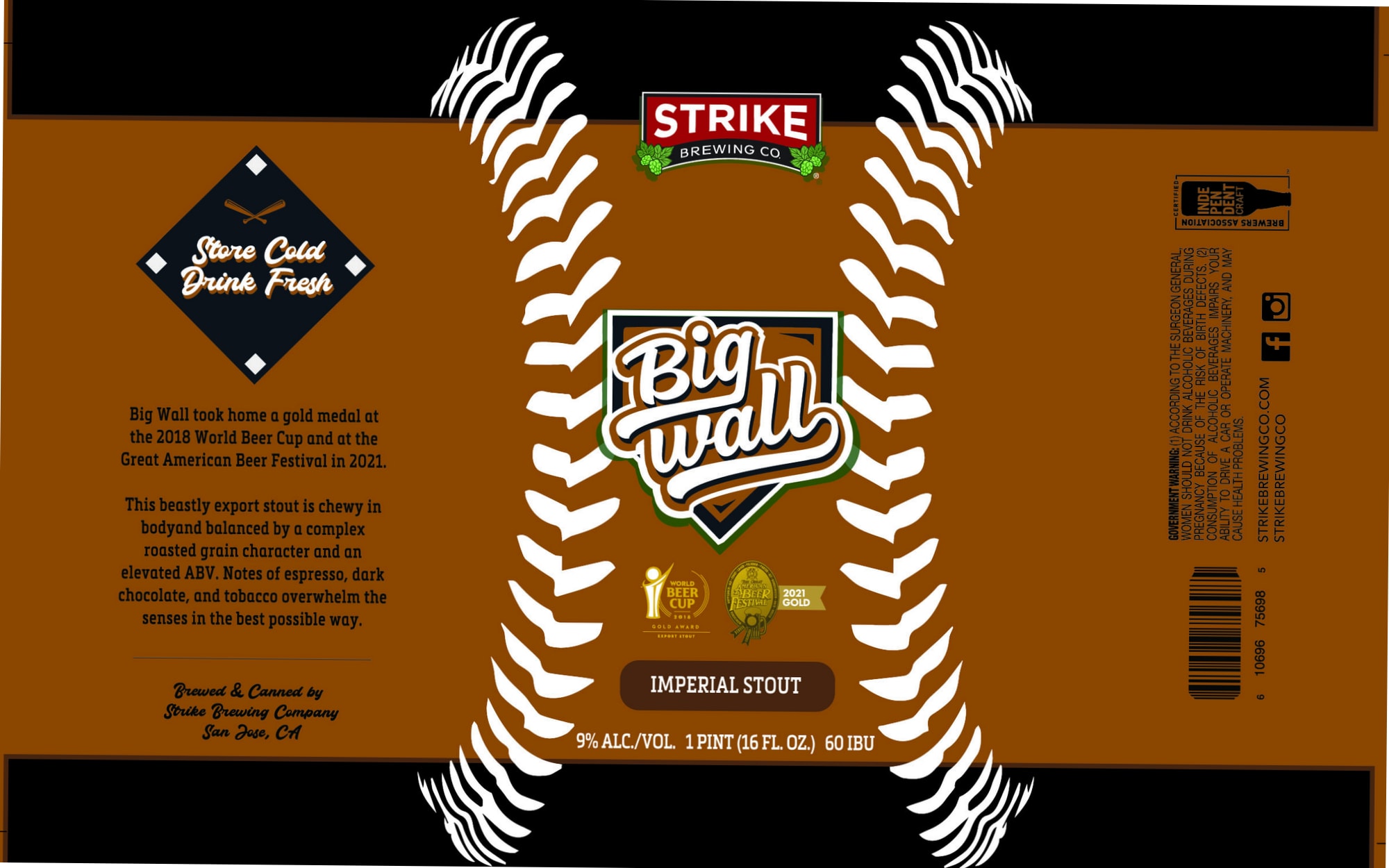 Big Wall by Strike Brewing Co - beer label