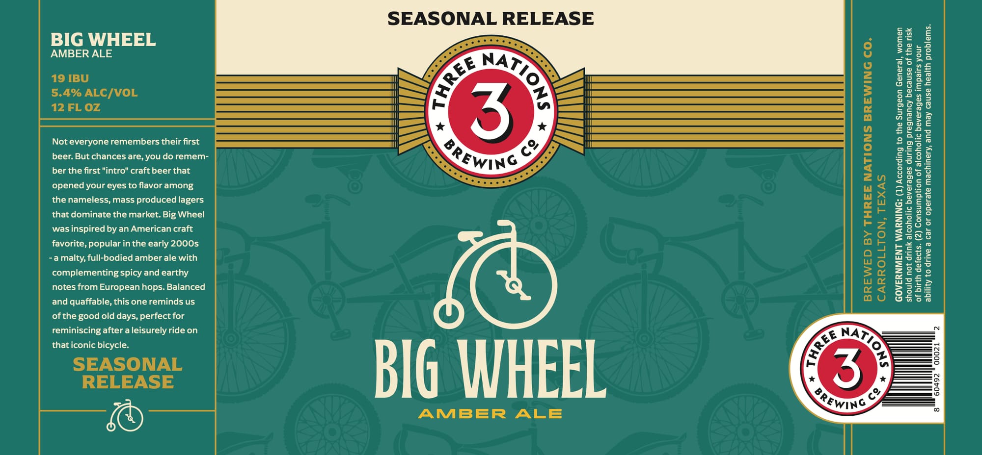 Big Wheel by Three Nations Brewing Co. - beer label