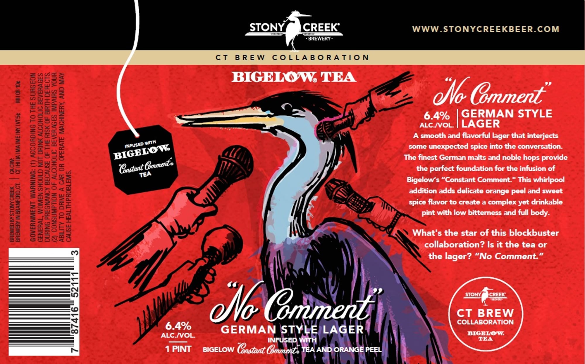 Bigelow Tea by Stony Creek Brewery - beer label