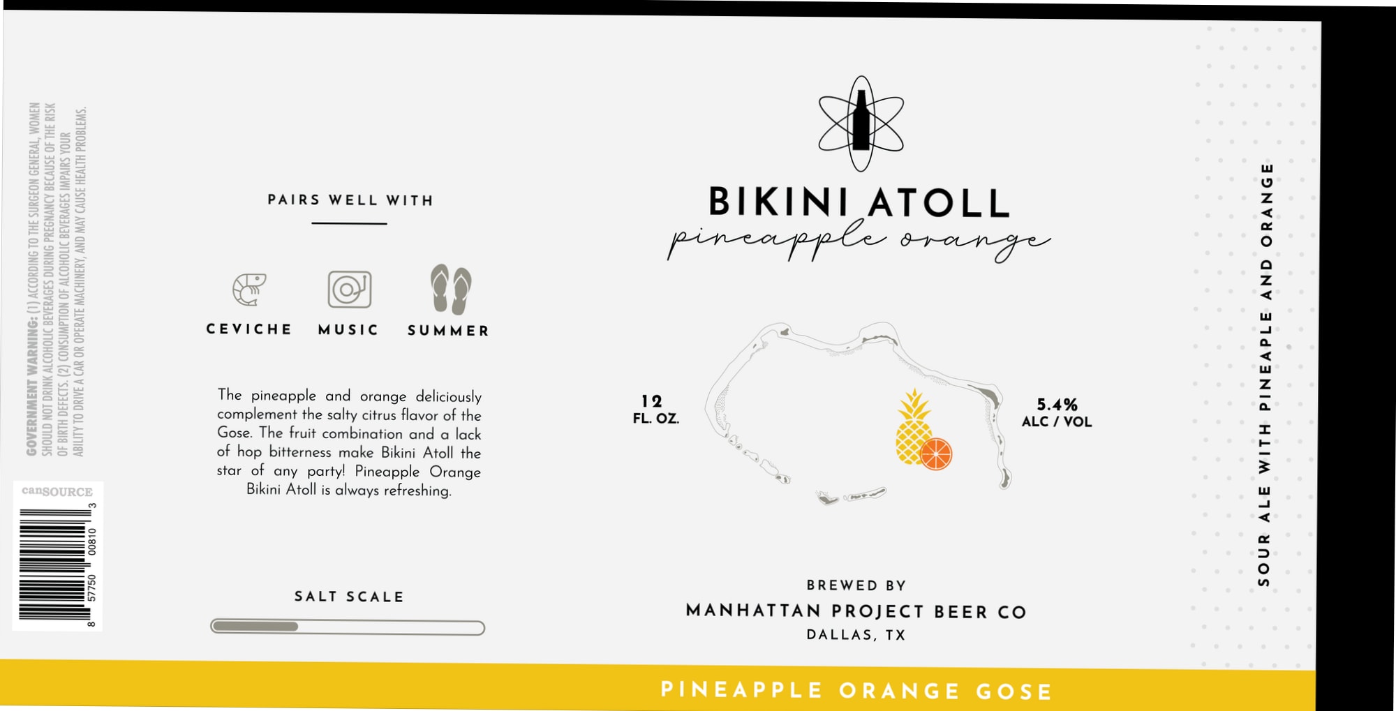Bikini Atoll Pineapple Orange by Manhattan Project Beer Co - beer label