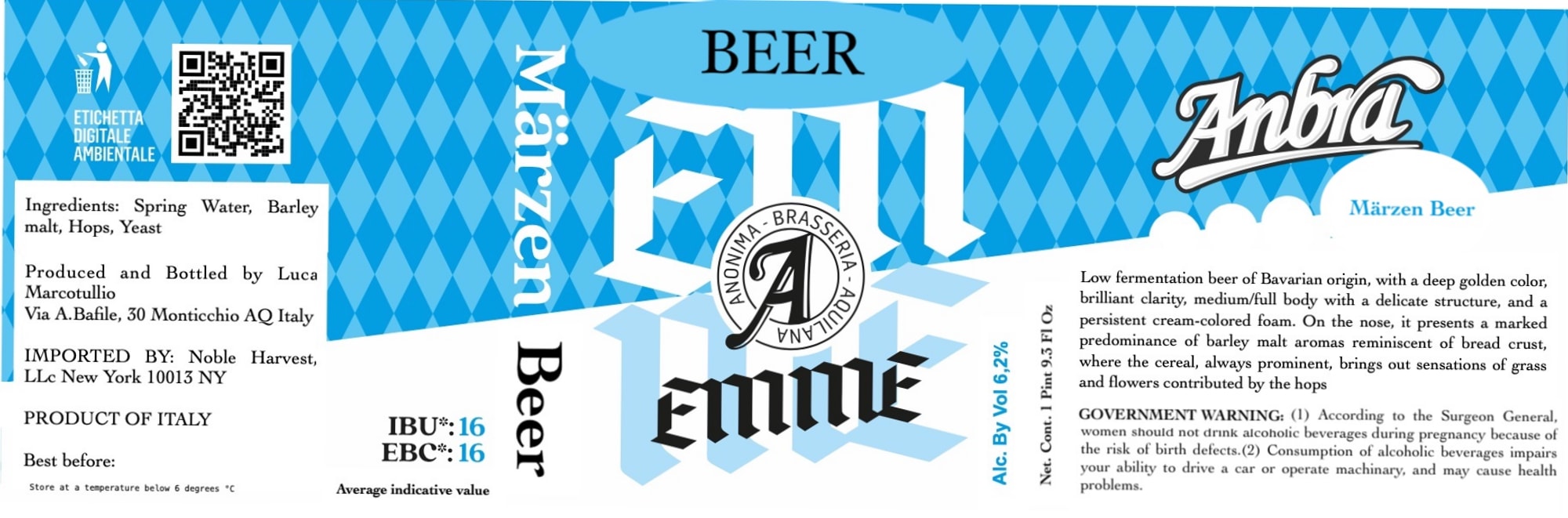 Birra Amfora by Luca Marcoltillo - beer label