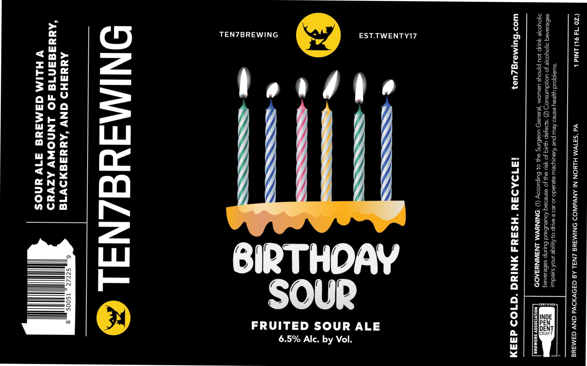 Birthday Sour by Ten7 Brewing - beer label