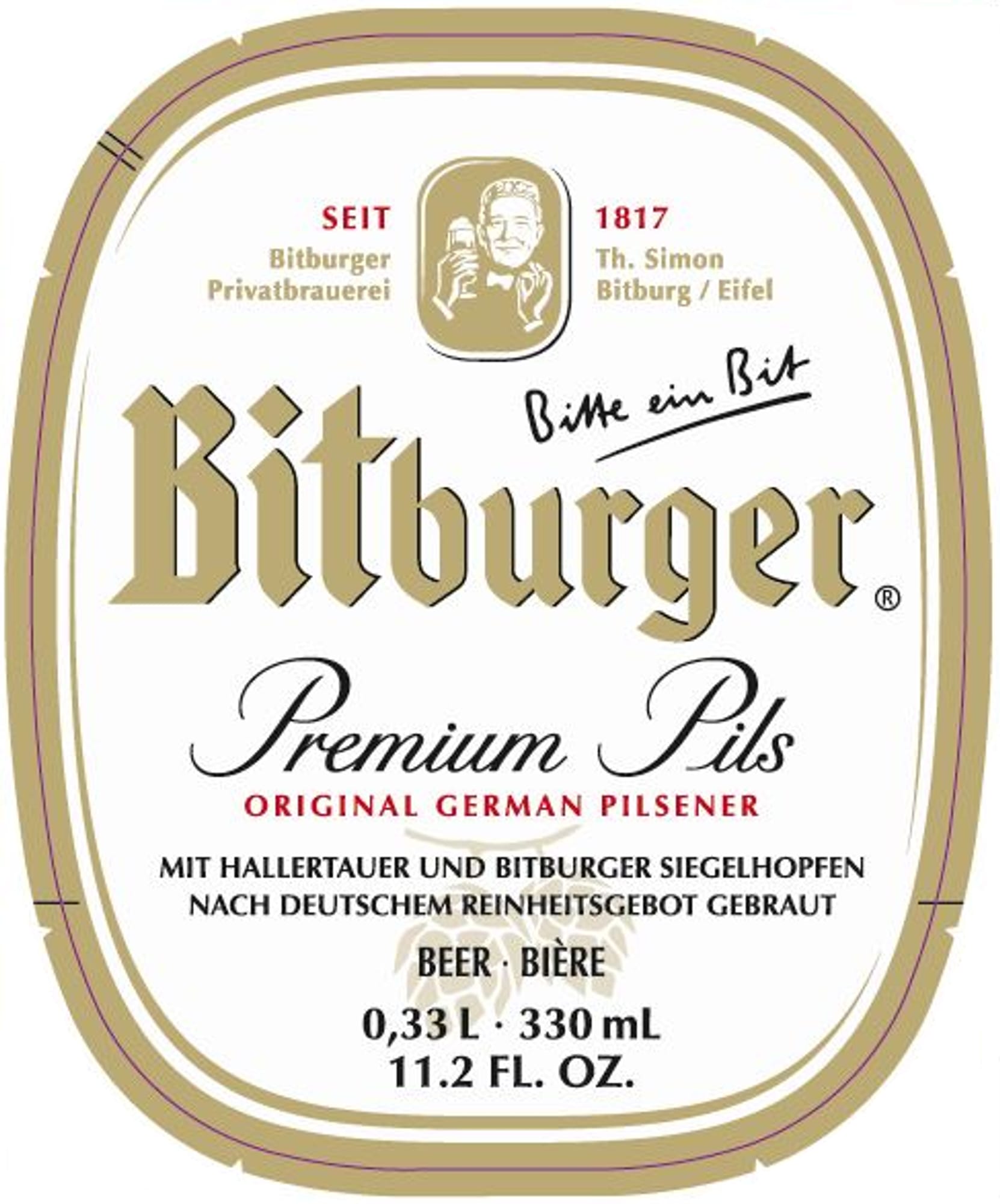 Bitburger Premium Pils by Bitburger Privatbrauerei Th. Simon - beer label