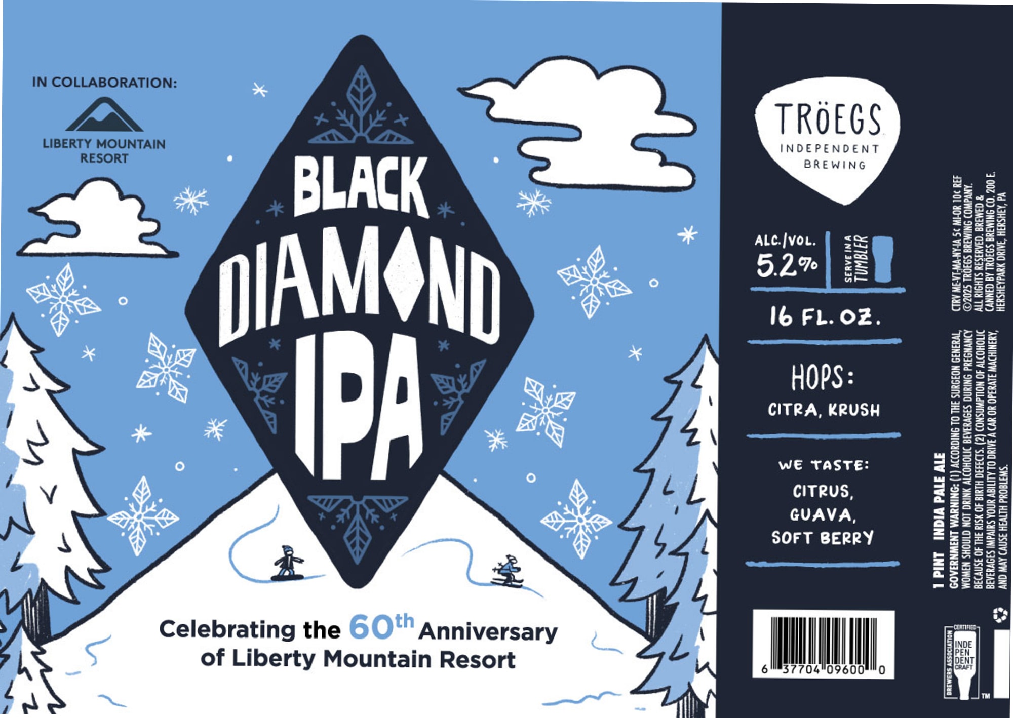 Black Diamond IPA by Tröegs Brewing - beer label