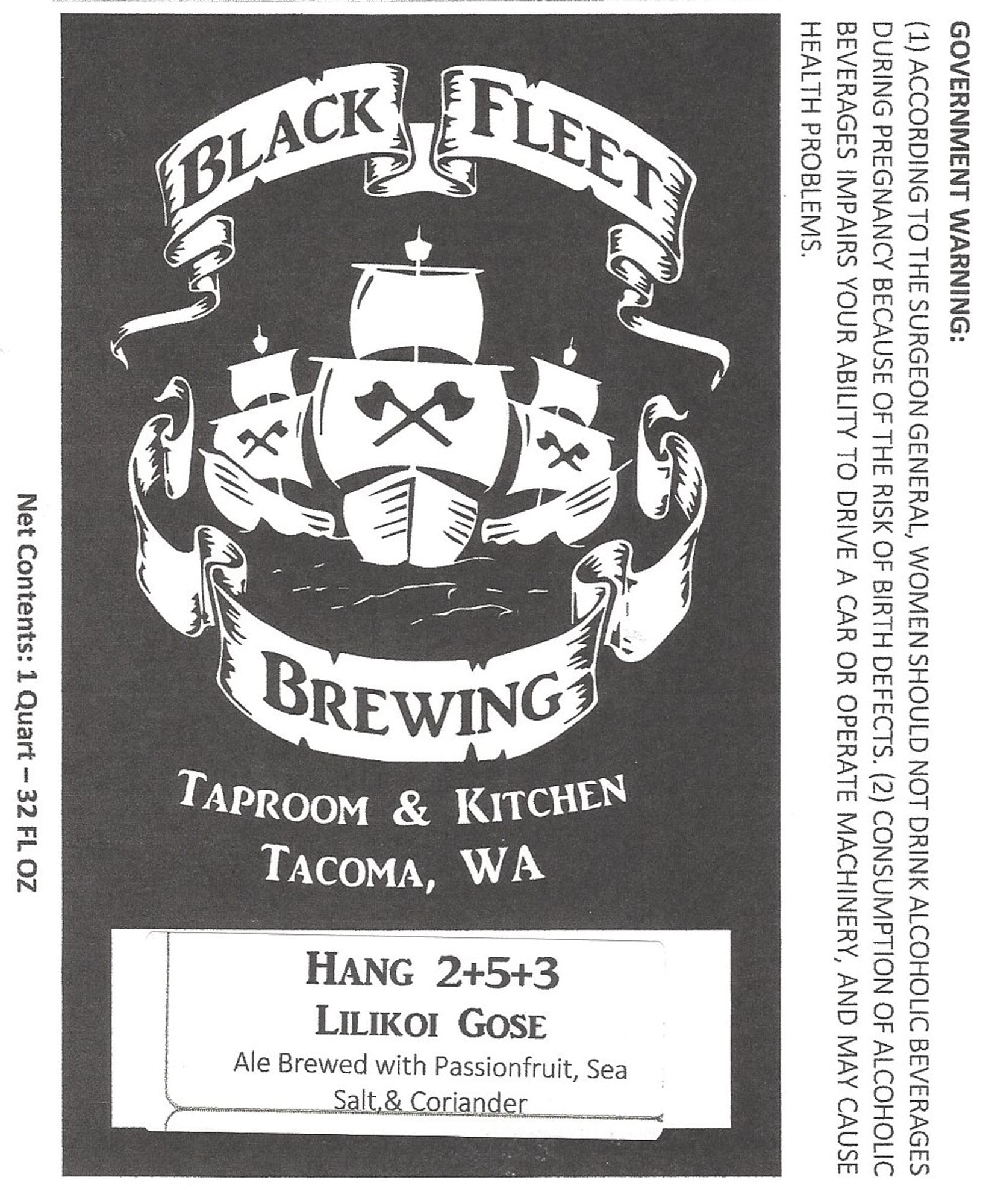 Hang 2+5+3 by Black Fleet Brewing - beer label