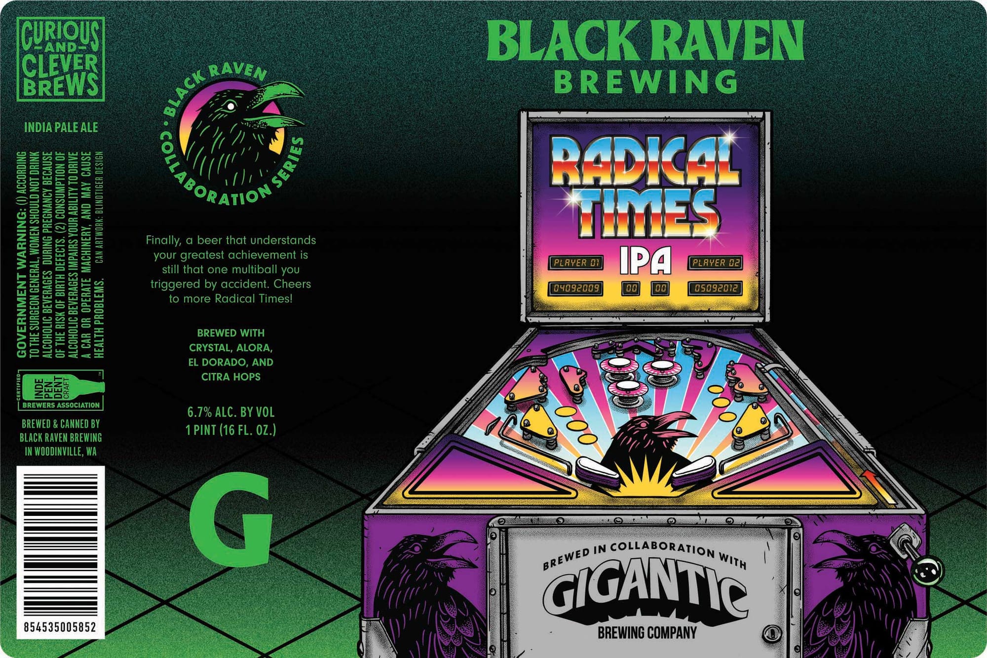 Radical Times IPA by Black Raven Brewing - beer label