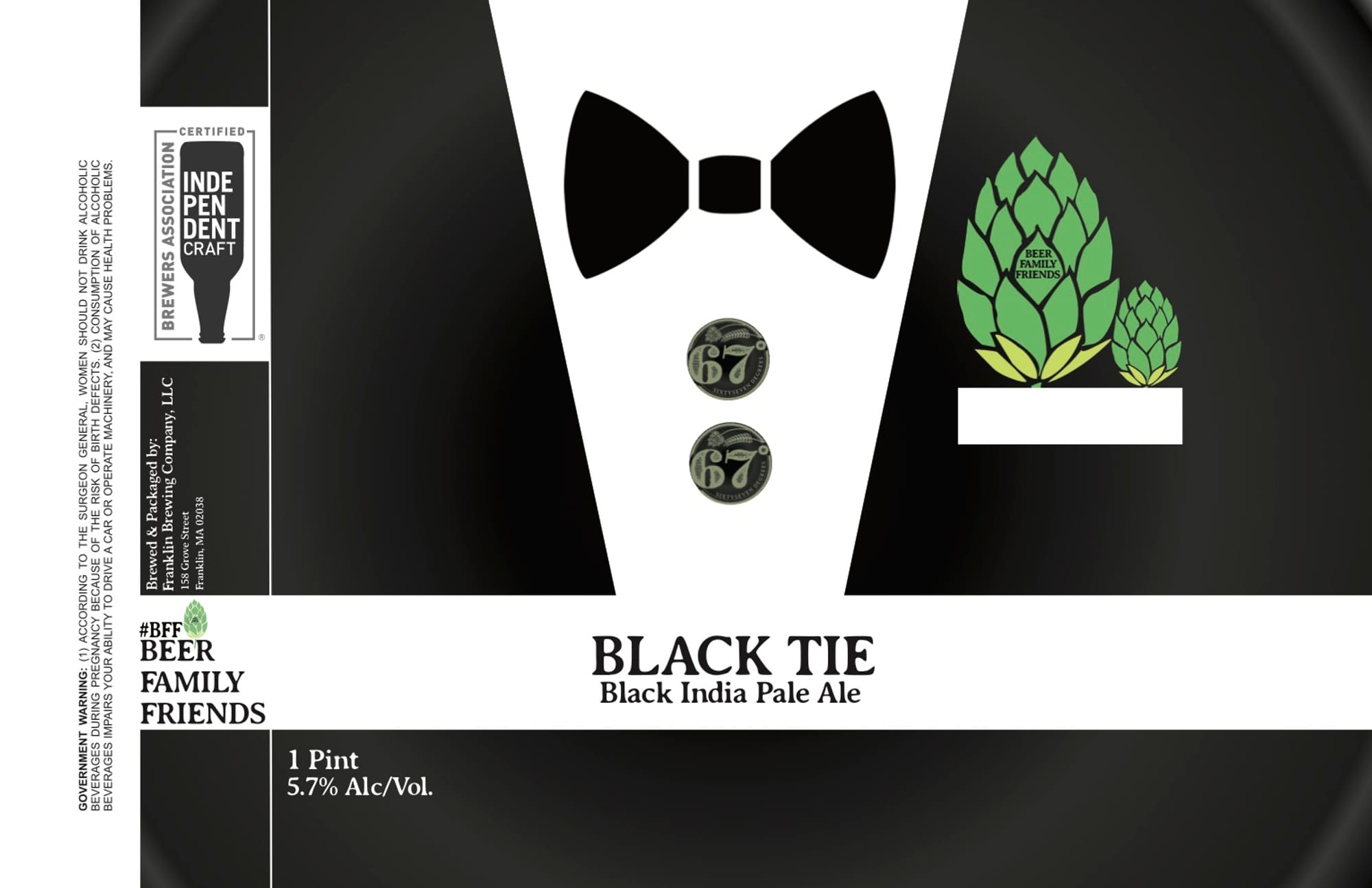 Black Tie by Beer & Friends Brewing Company - beer label