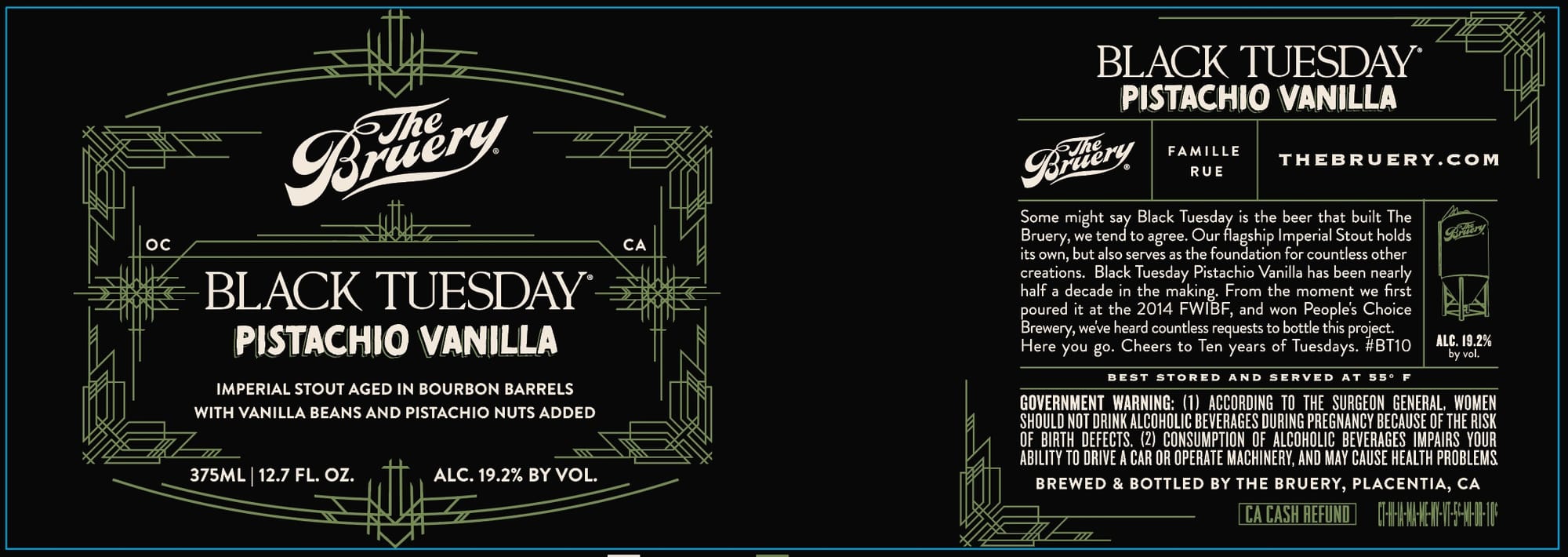 Black Tuesday Pistachio Vanilla by The Bruery - beer label
