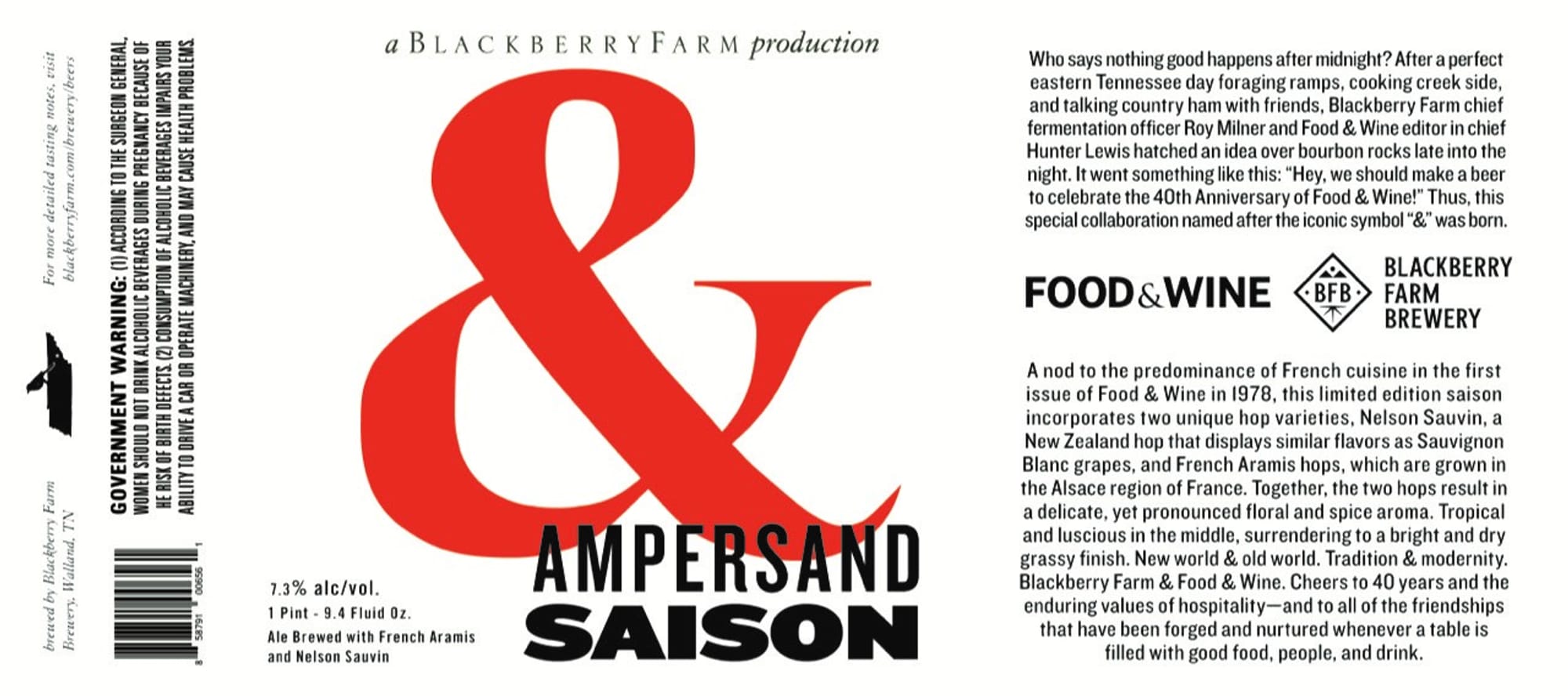 Ampersand Saison by Blackberry Farm Brewery - beer label