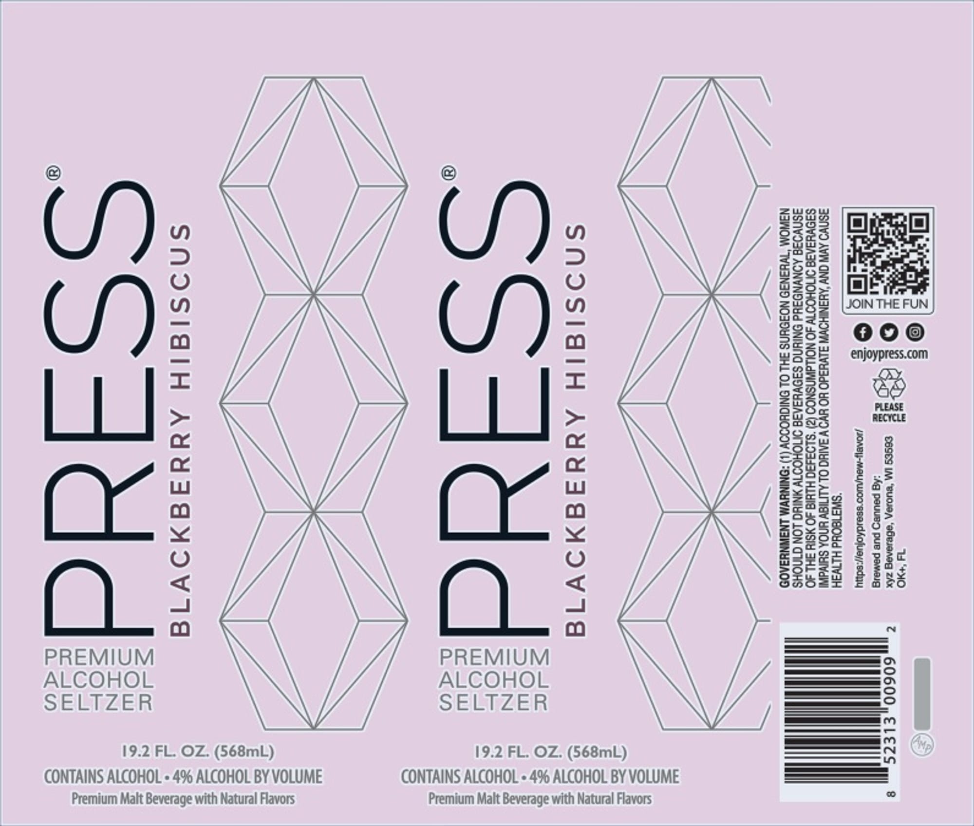 Blackberry Hibiscus Seltzer by Enjoy Press - beer label