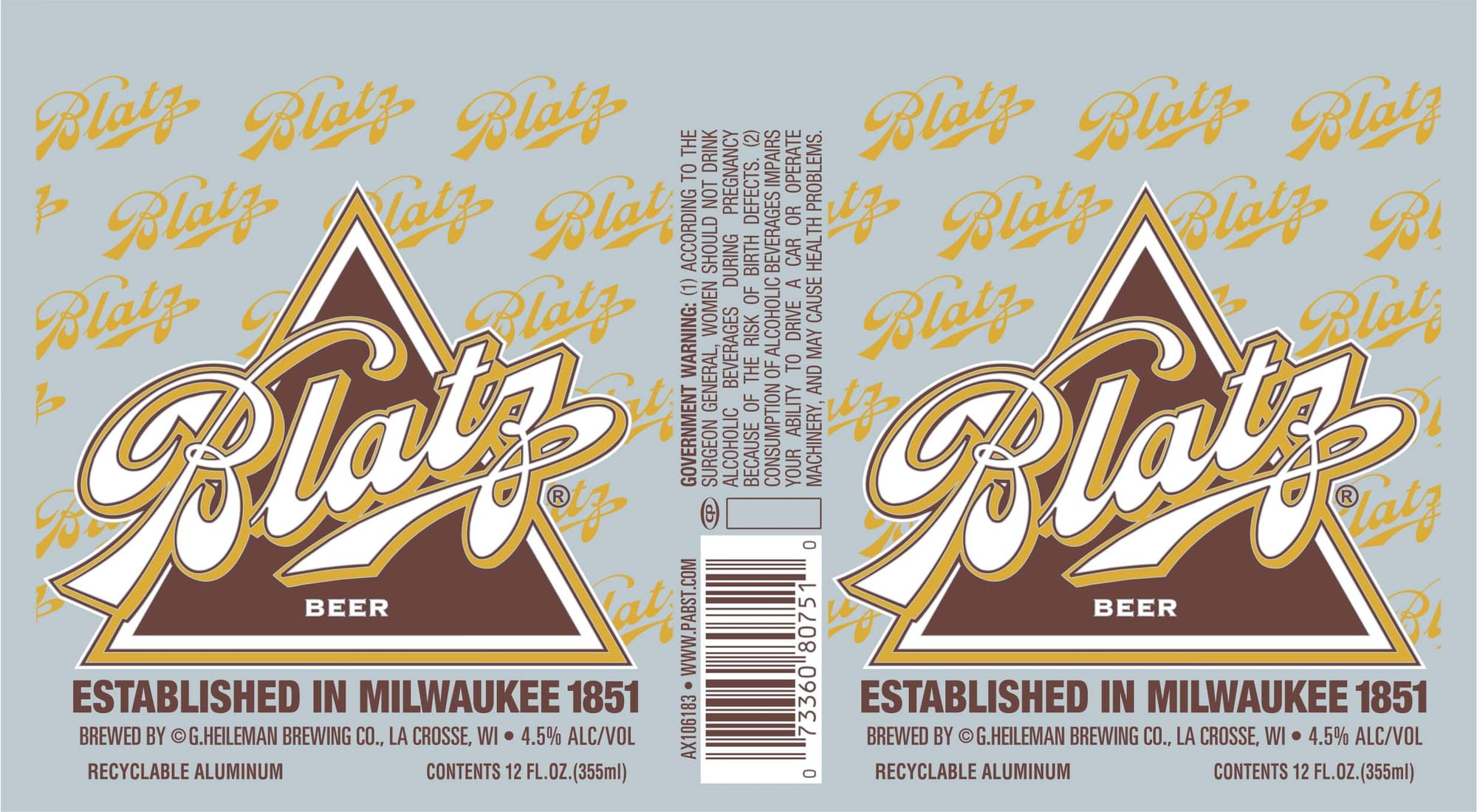 Blatz by G. Heileman Brewing Co. - beer label