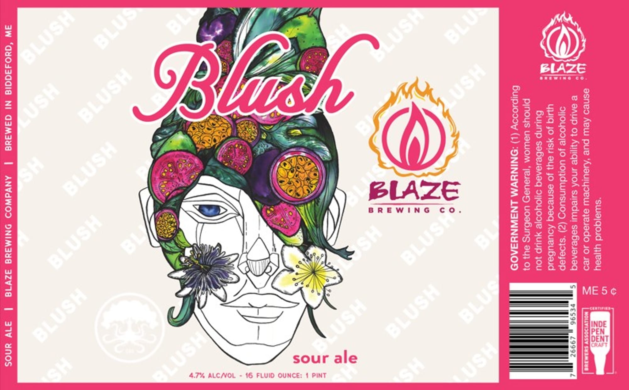 Blush by Blaze Brewing Co. - beer label