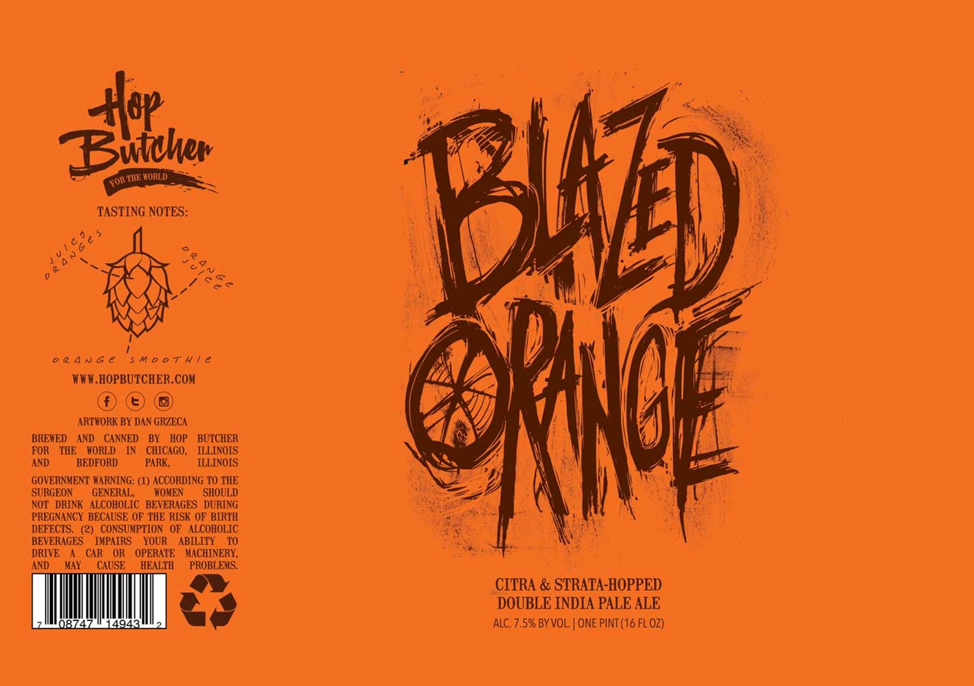Blazed by Hop Butcher For The World - beer label