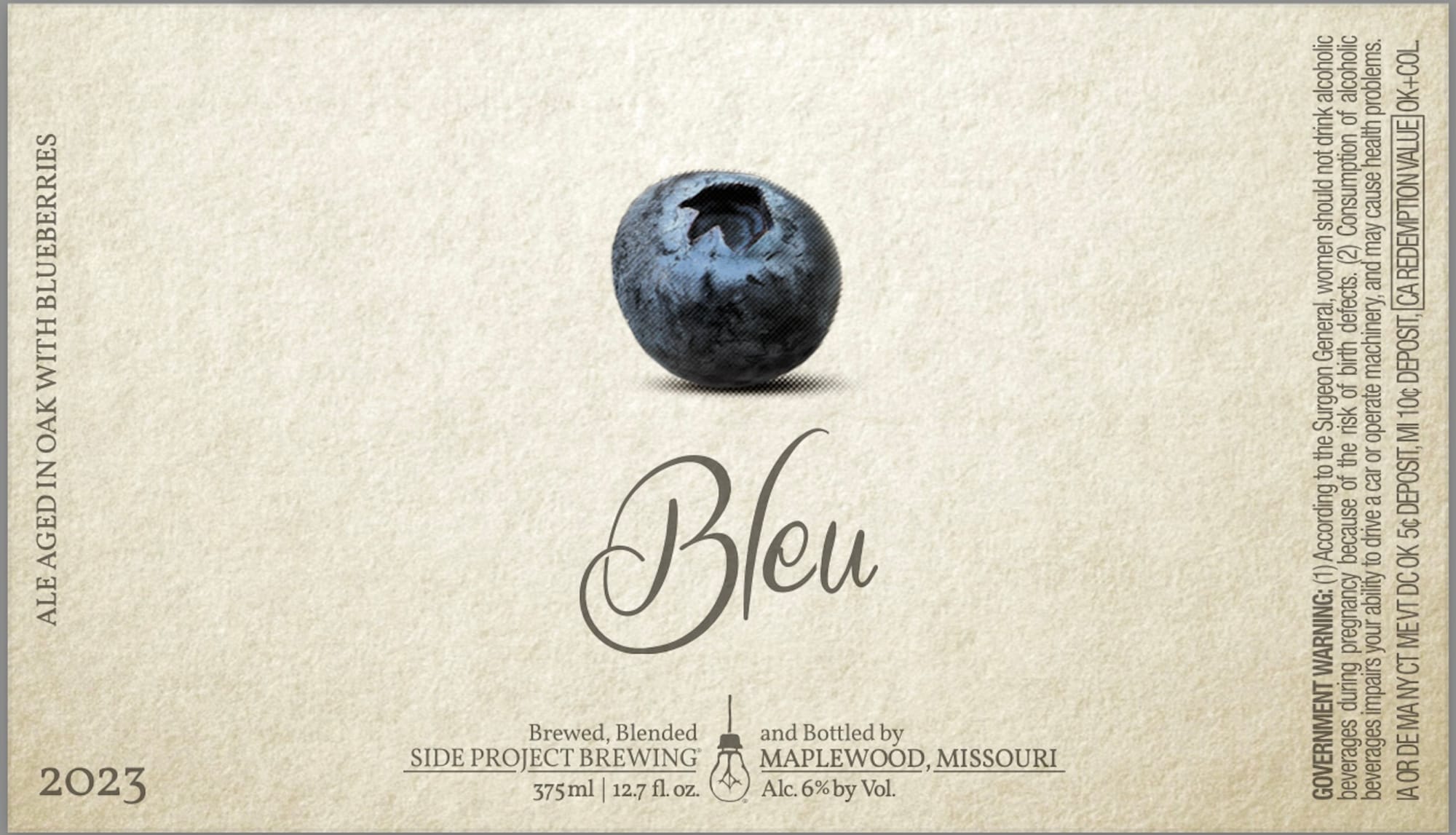 Bleu by Side Project Brewing - beer label