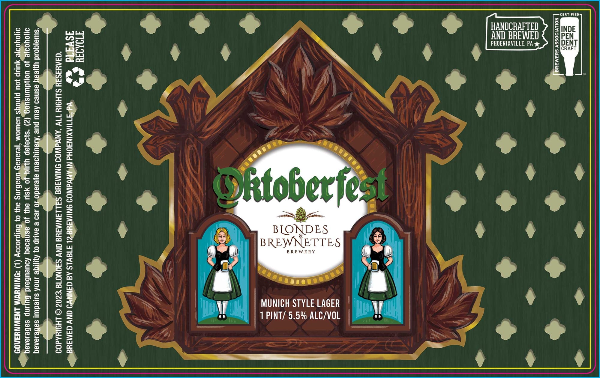 Blondes Brewin’ettes Oktoberfest by Stable 12 Brewing Company - beer label