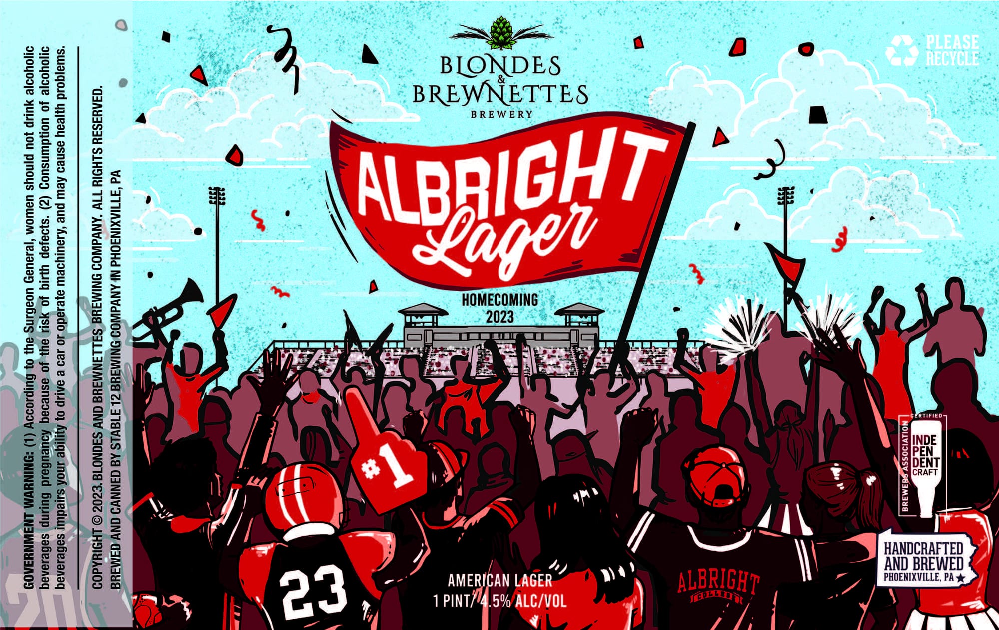 Albright Lager by Blondes Brewnettes / Stable 12 Brewing Company - beer label