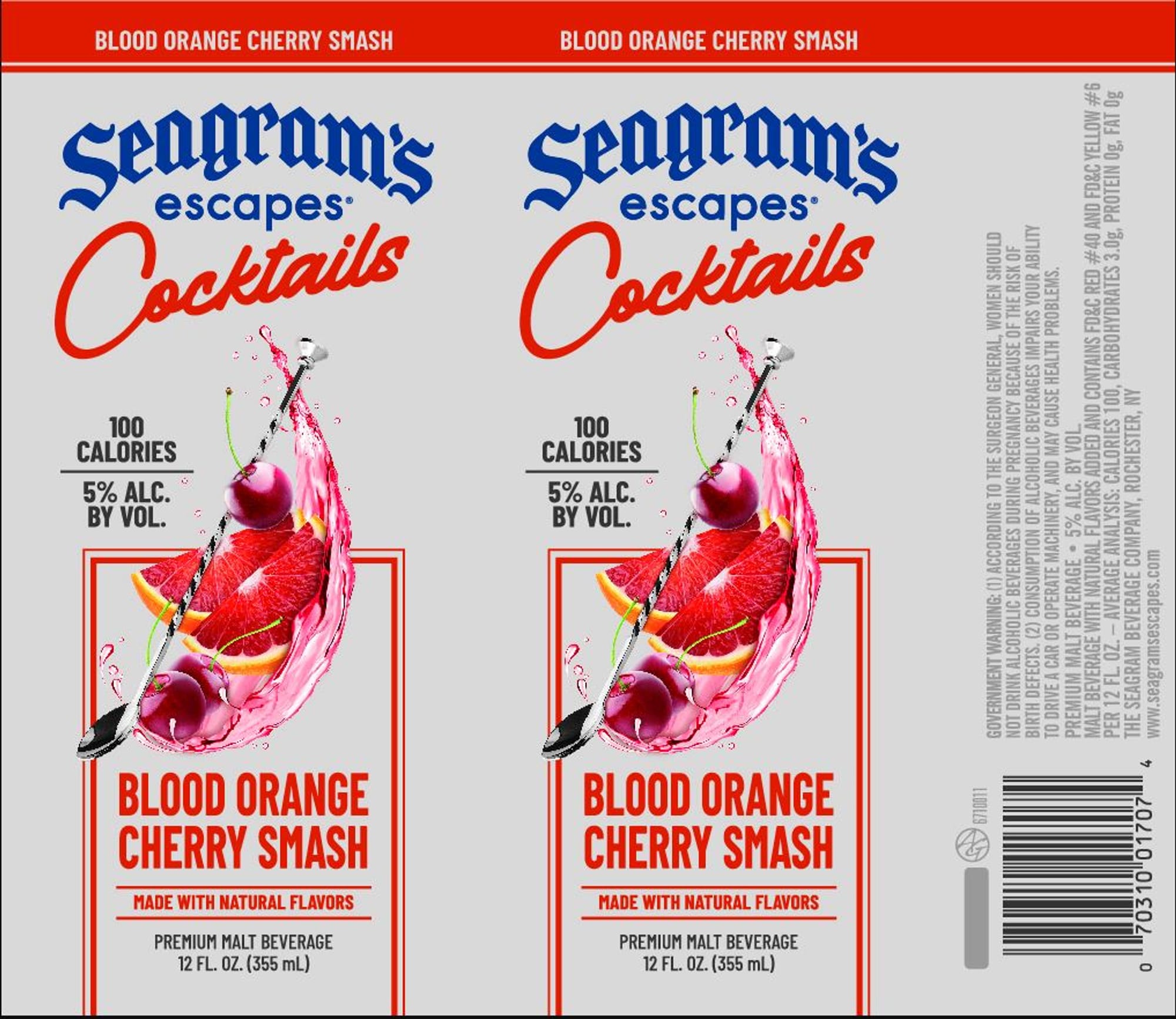 Blood Orange Cherry Smash by Seagram’s Escapes - beer label