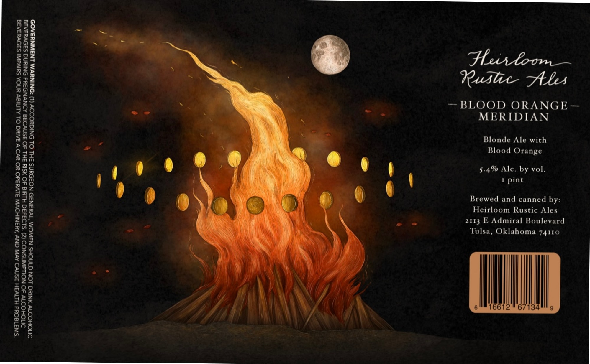 Blood Orange Meridian by Heirloom Rustic Ales - beer label