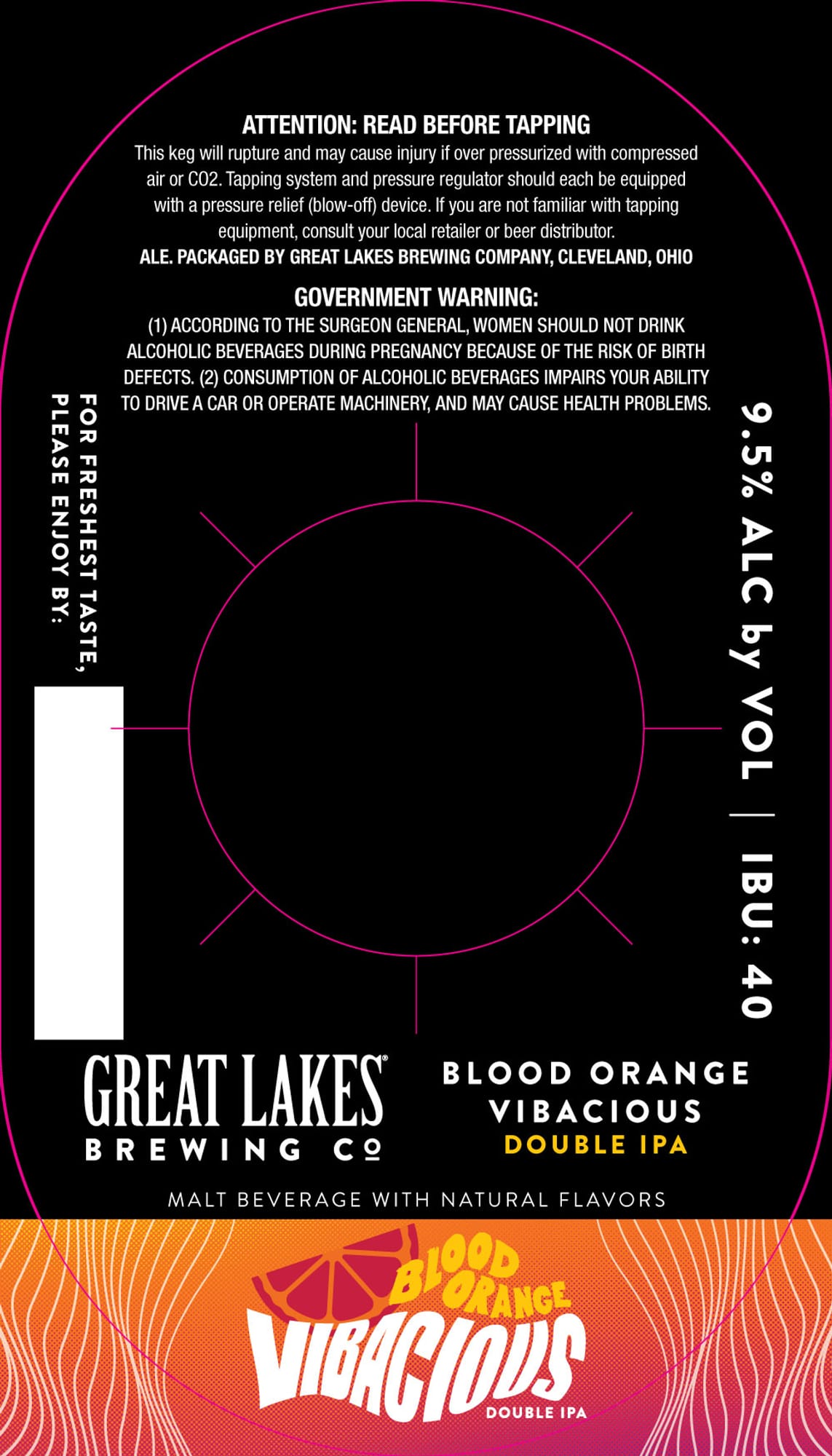 Blood Orange Vibeacious Double IPA by Great Lakes Brewing Company - beer label