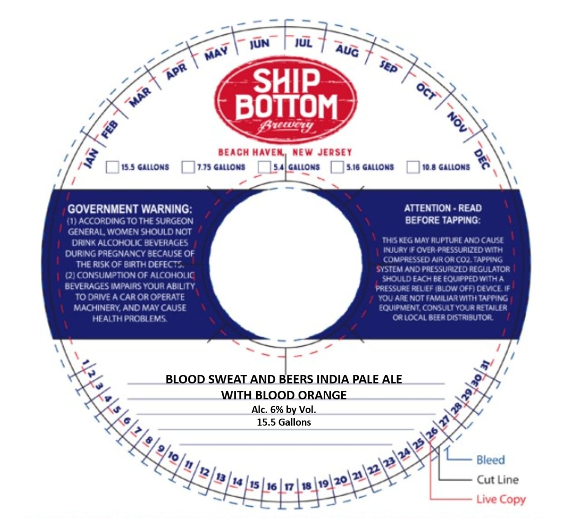 Blood Sweat and Beers India Pale Ale by Ship Bottom Brewery - beer label