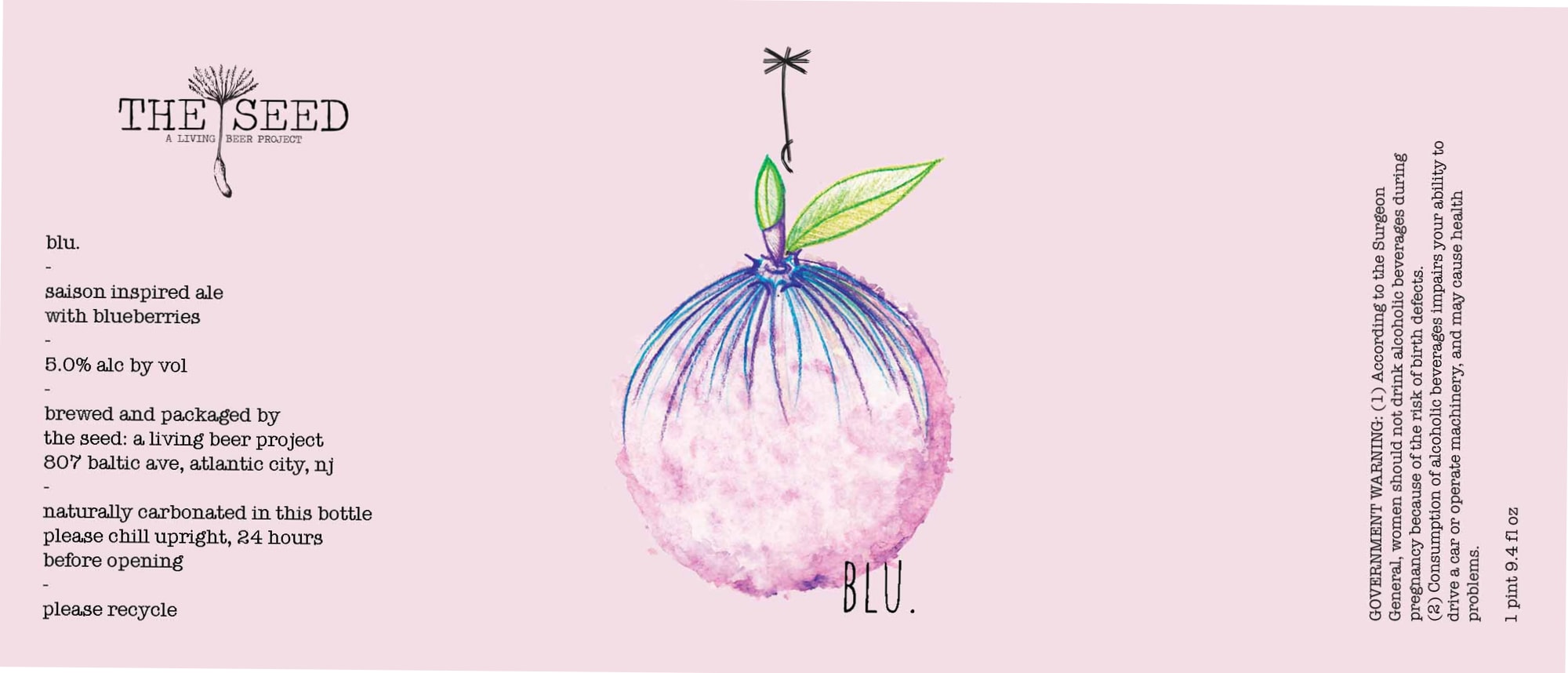 Blu. by The Seed: A Living Beer Project - beer label