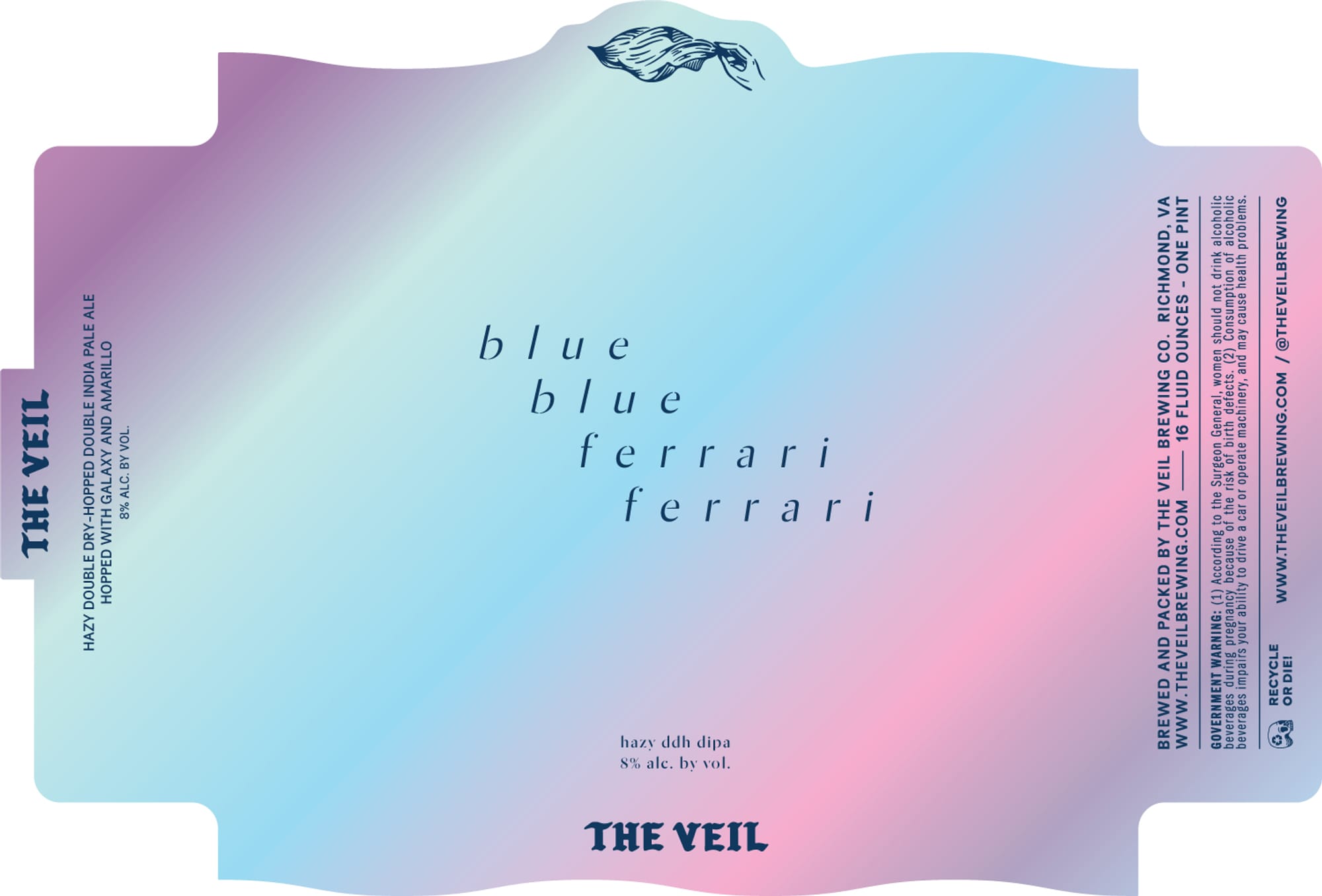 Blue Ferrari by The Veil Brewing Co. - beer label
