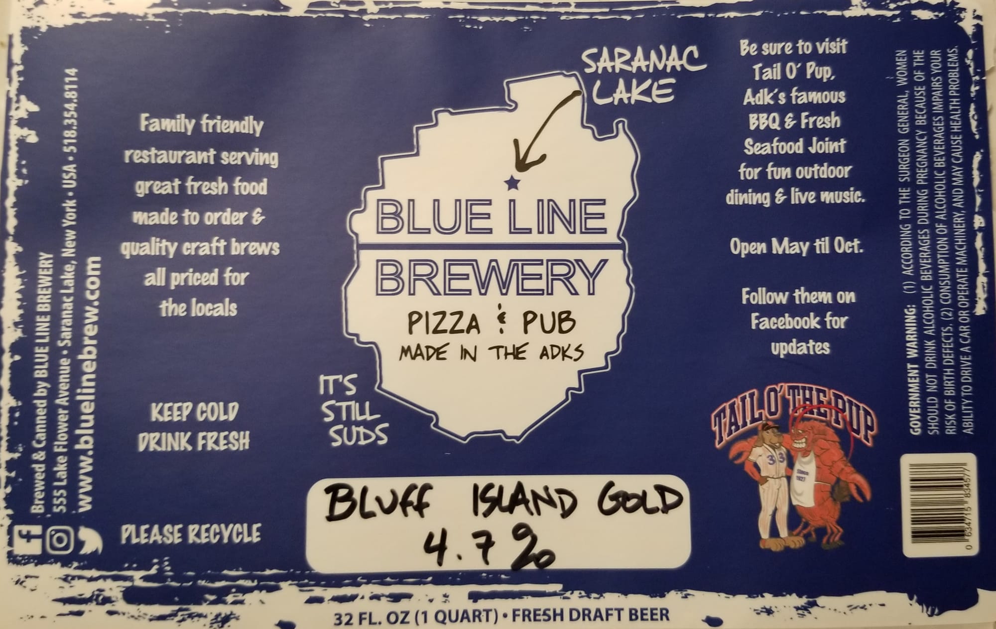 Island Gold by Blue Line Brewery - beer label