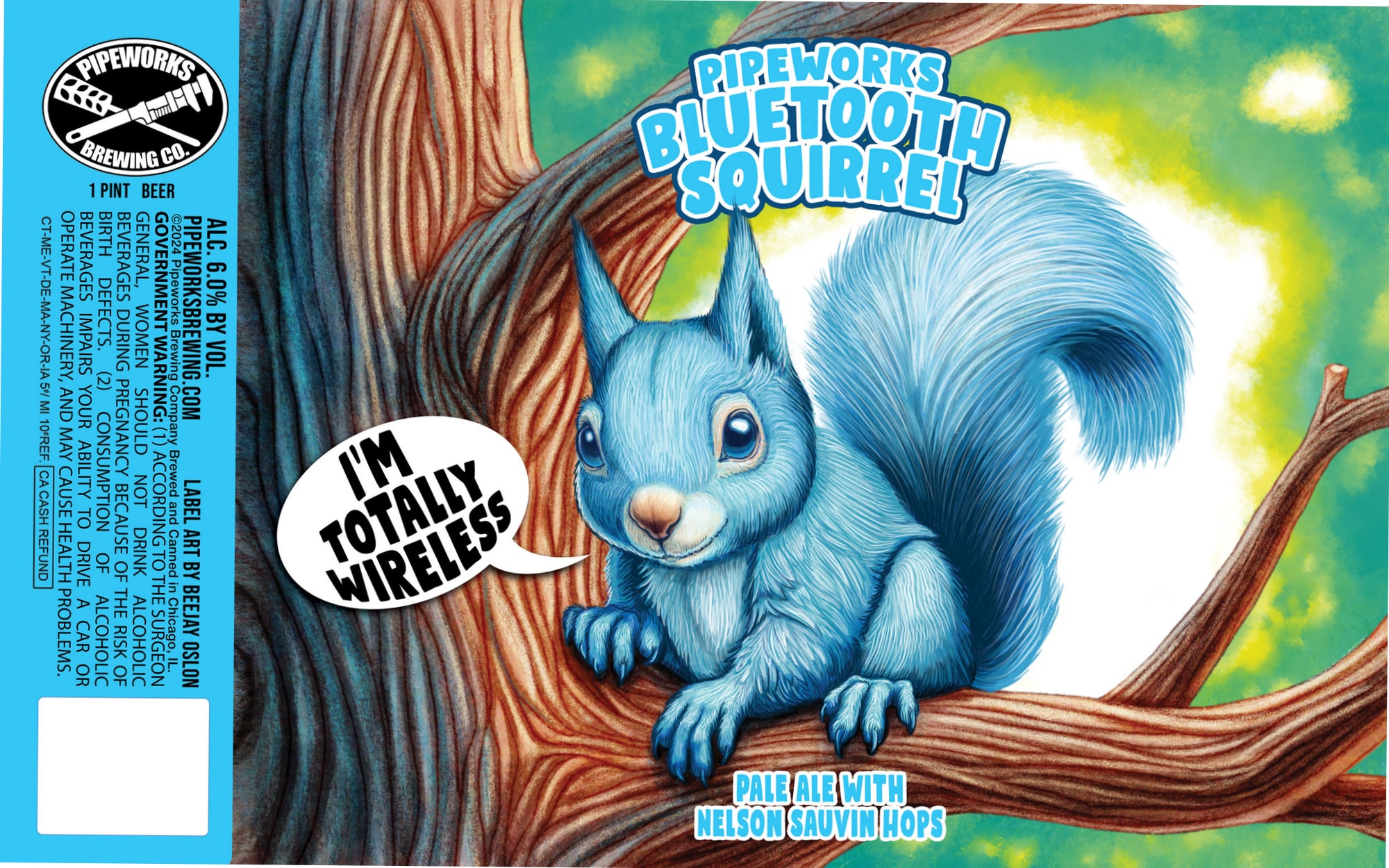 Blue Tooth Squirrel by Pipeworks Brewing Co. - beer label
