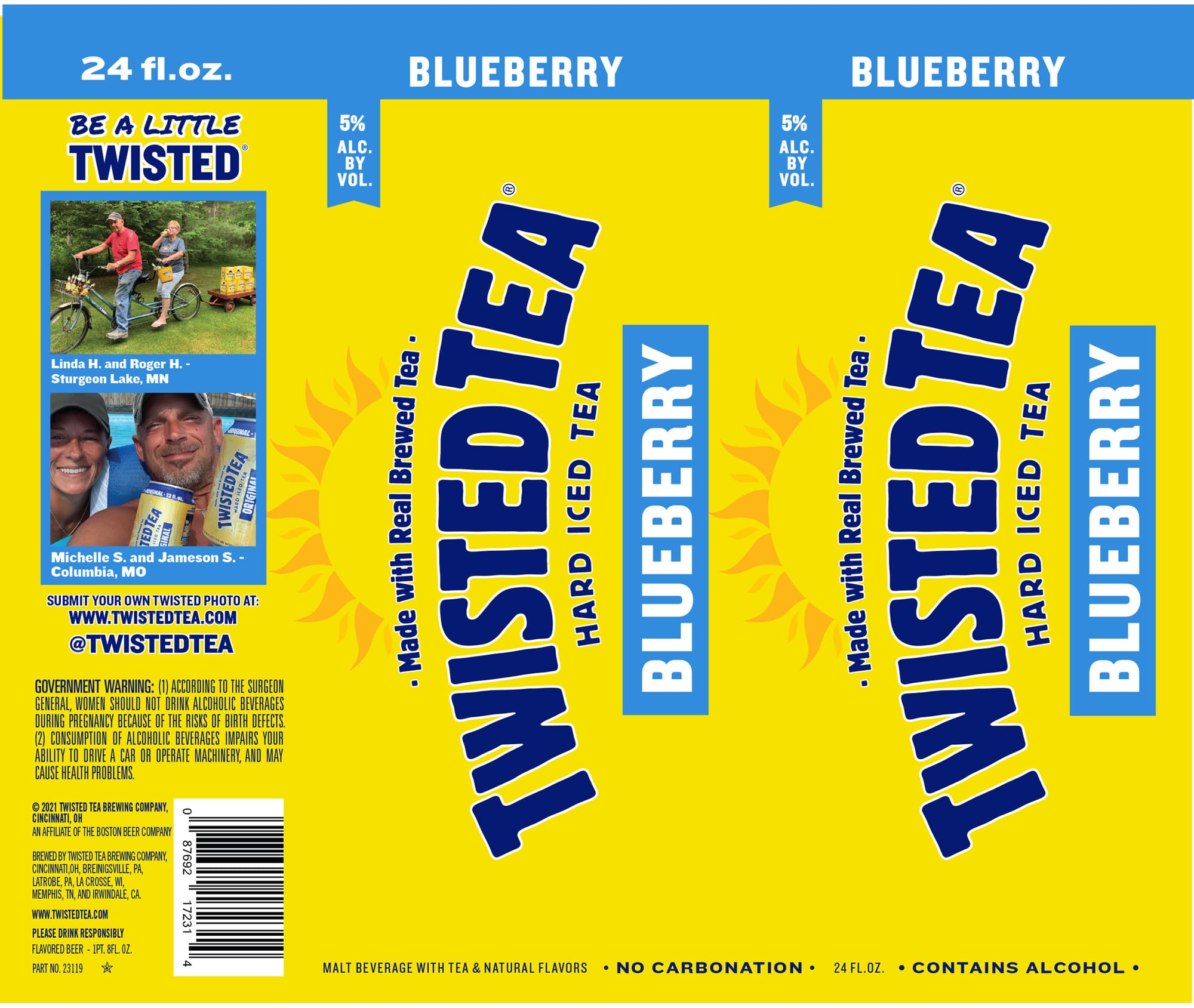 Blueberry Hard Iced Tea by Twisted Tea Company - beer label