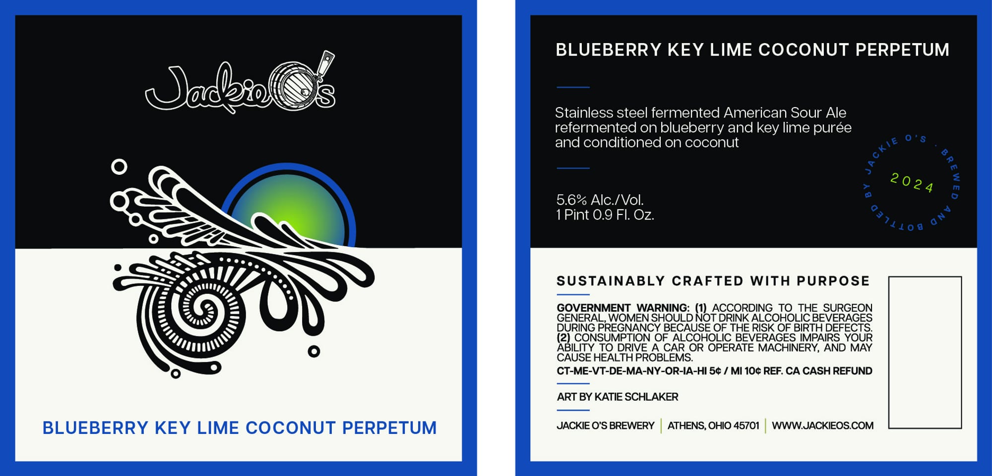 Blueberry Key Lime Coconut Perpetum by Jackie O’s - beer label