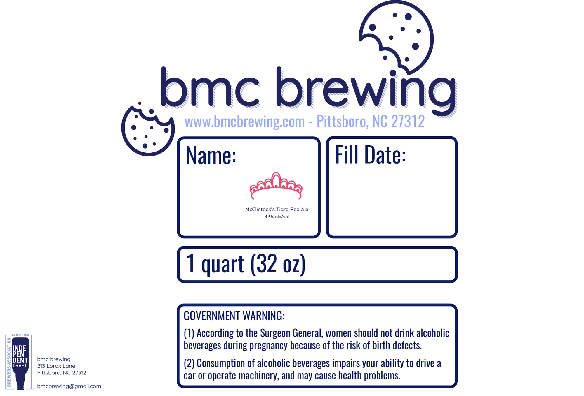 McClintock’s Tiara Red Ale by BMC Brewing - beer label