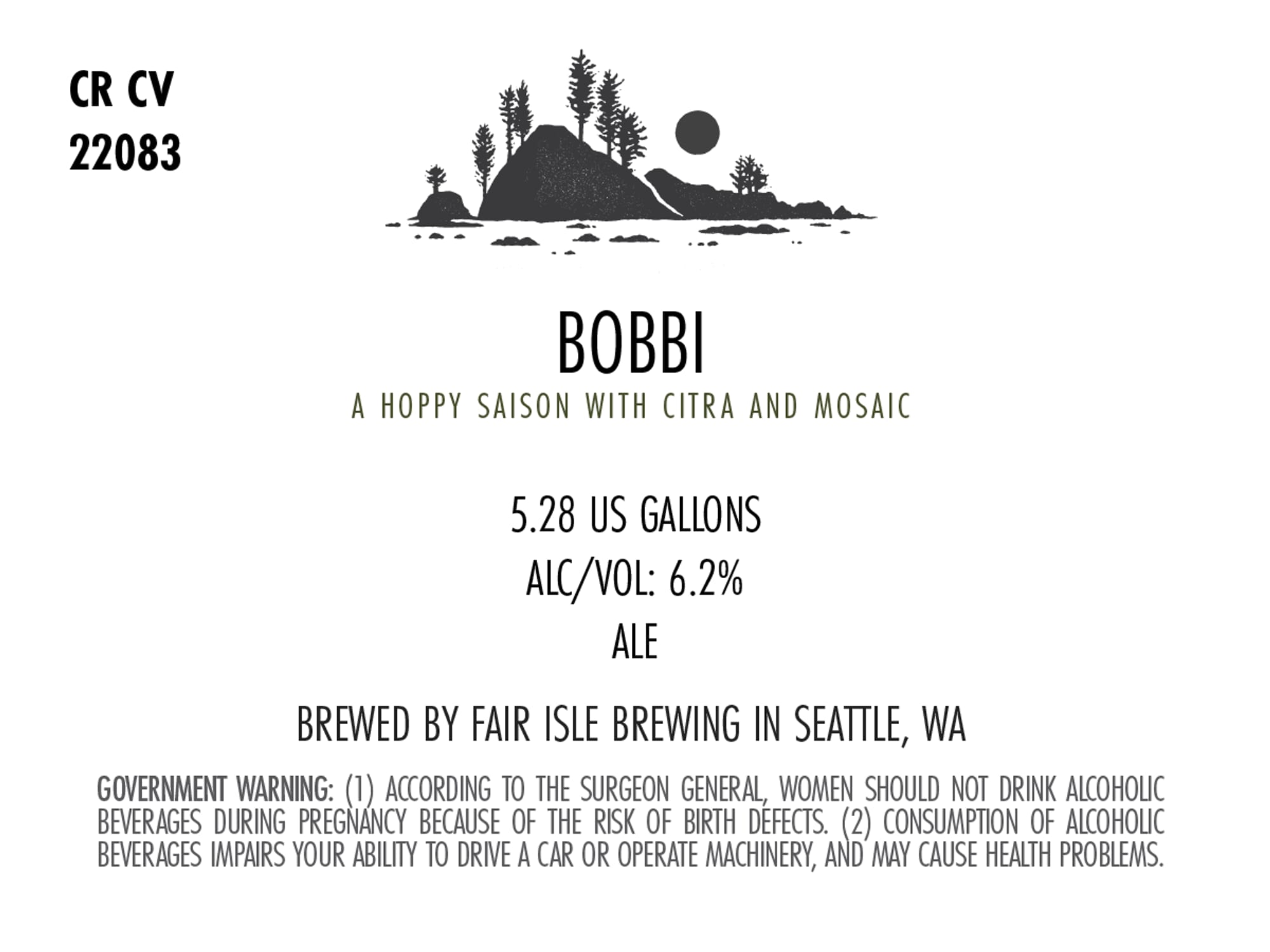 Bobbi by Fair Isle Brewing - beer label