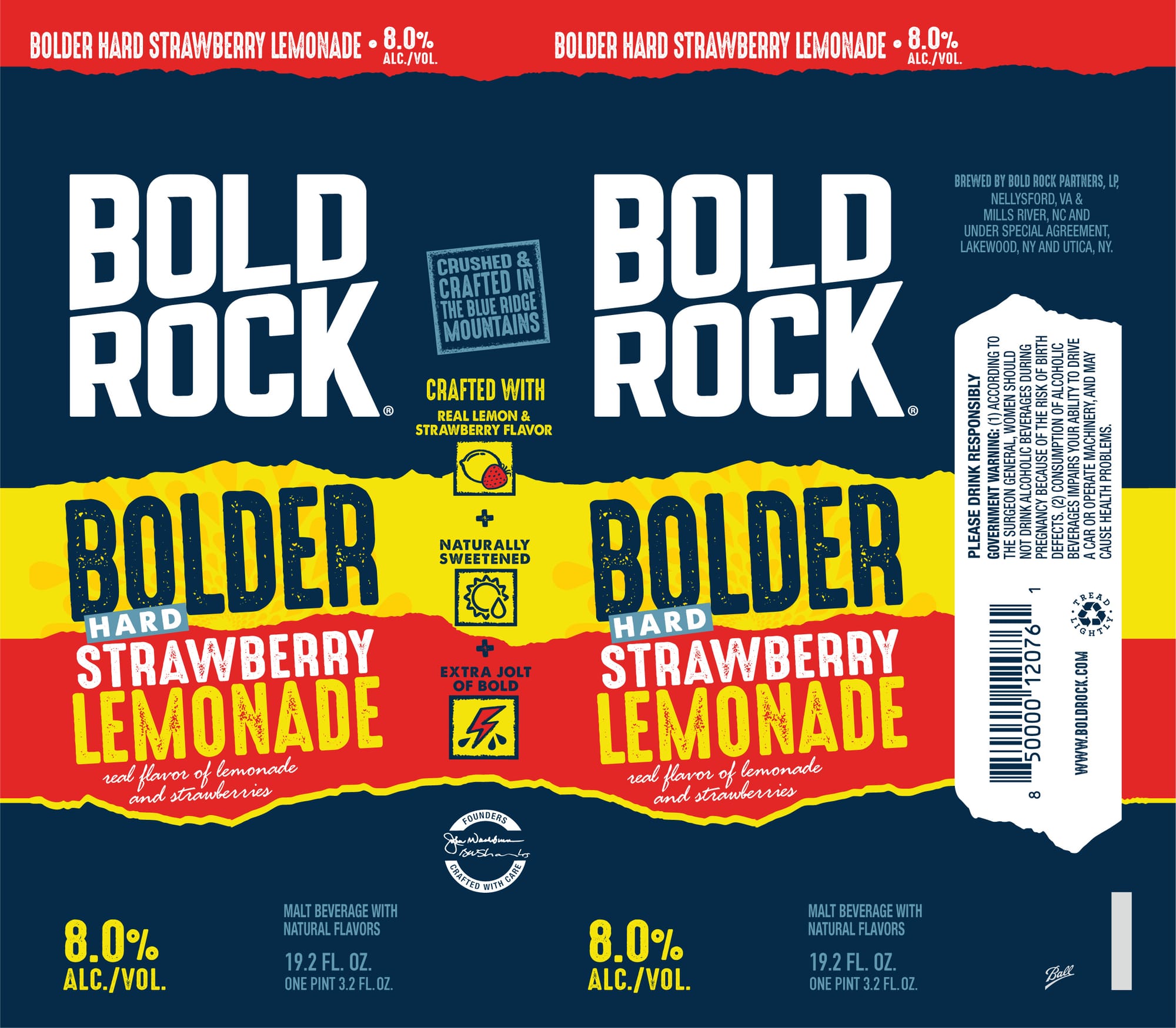Hard Strawberry Lemonade by Bold Rock - beer label