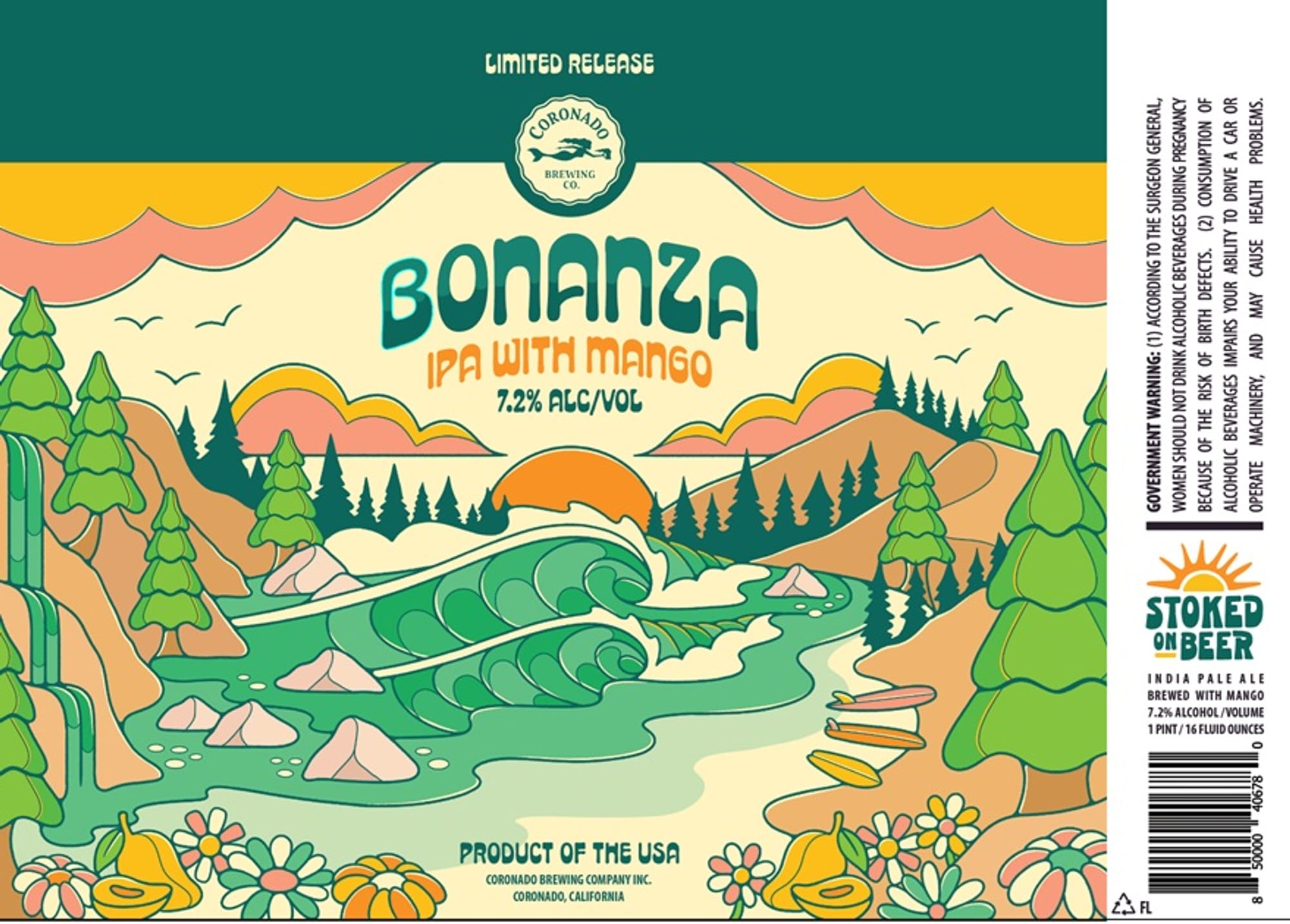 Bonanza IPA with Mango by Coronado Brewing Co. - beer label