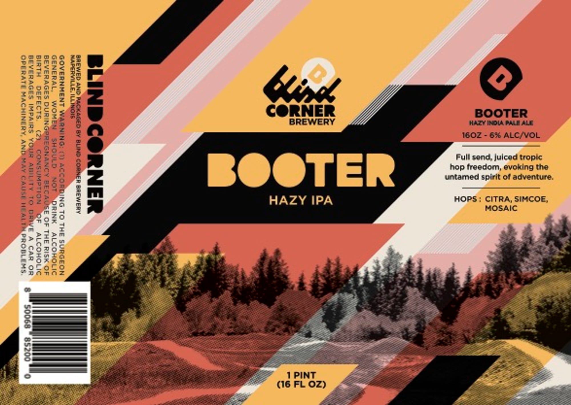 Booter Hazy IPA by Blind Corner Brewery - beer label