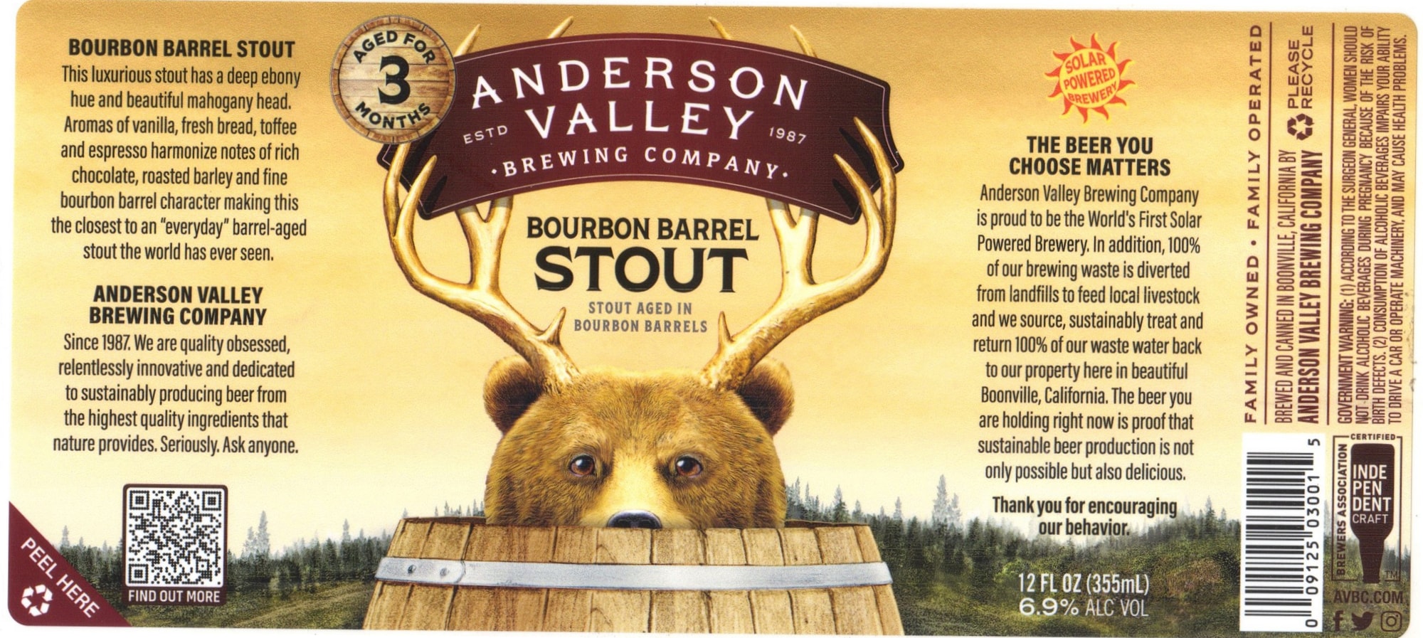 Bourbon Barrel Stout by Anderson Valley Brewing Company - beer label