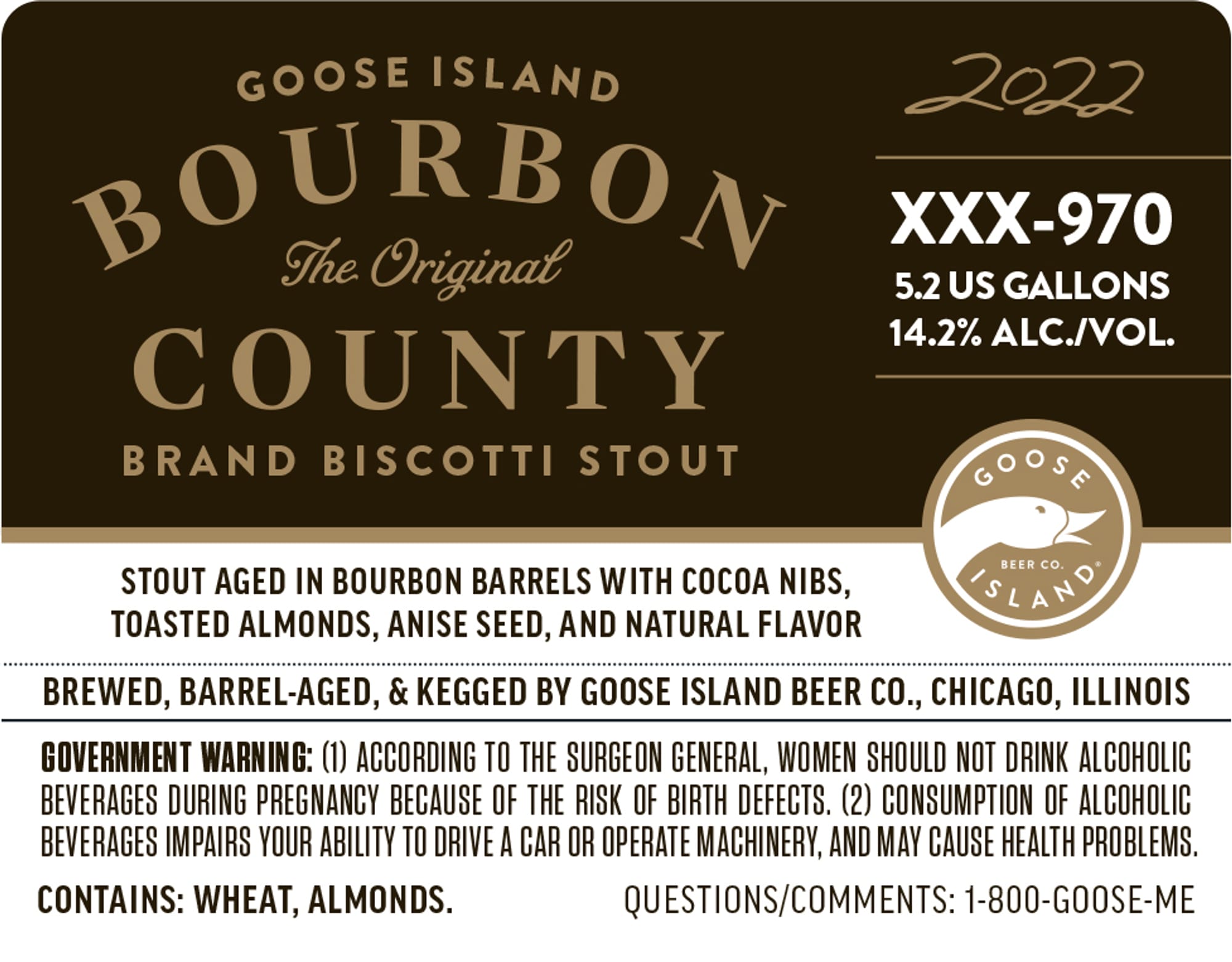 Bourbon County Brand Biscotti Stout by Goose Island - beer label