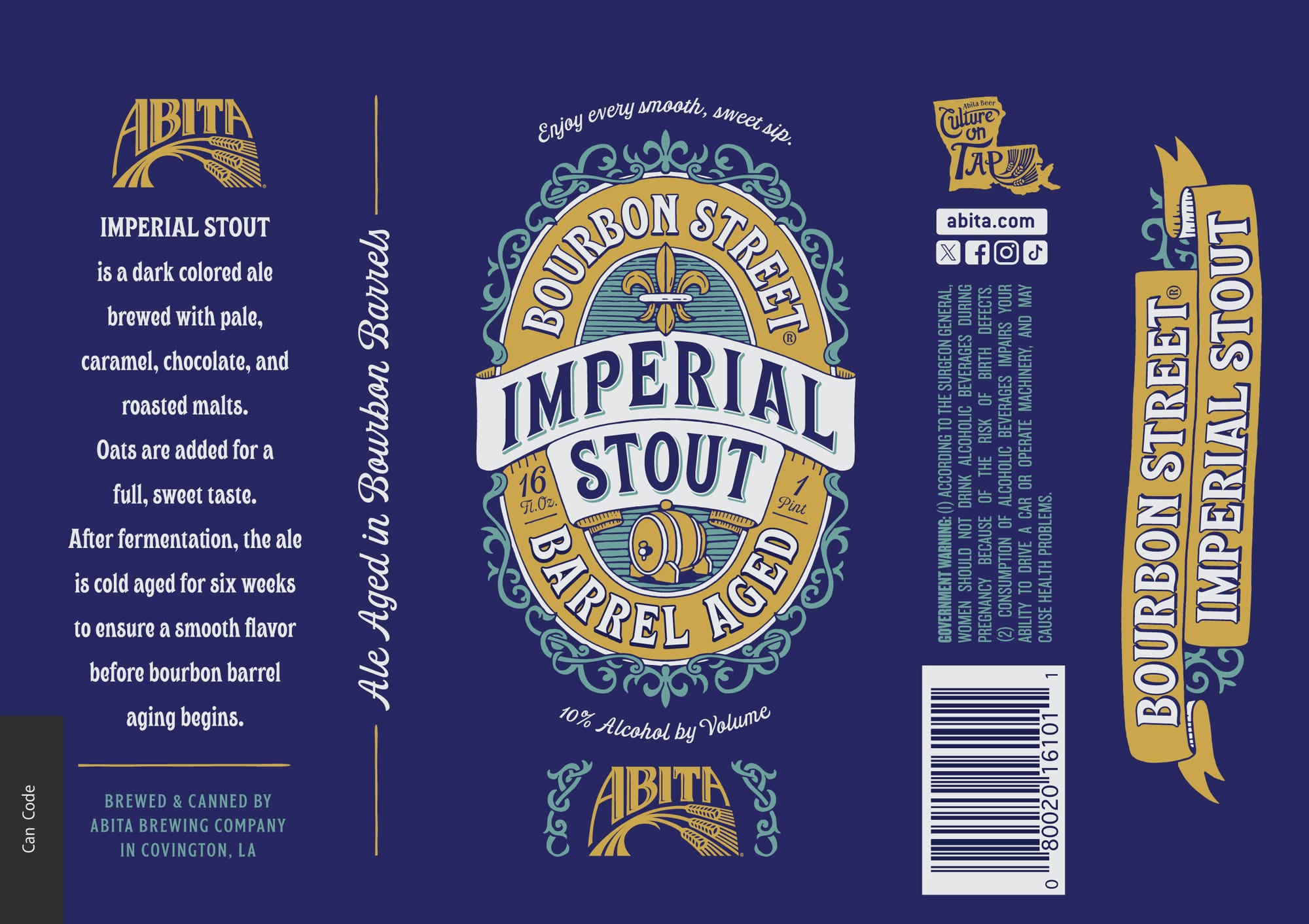 Bourbon Street Imperial Stout by Abita Brewing Company - beer label